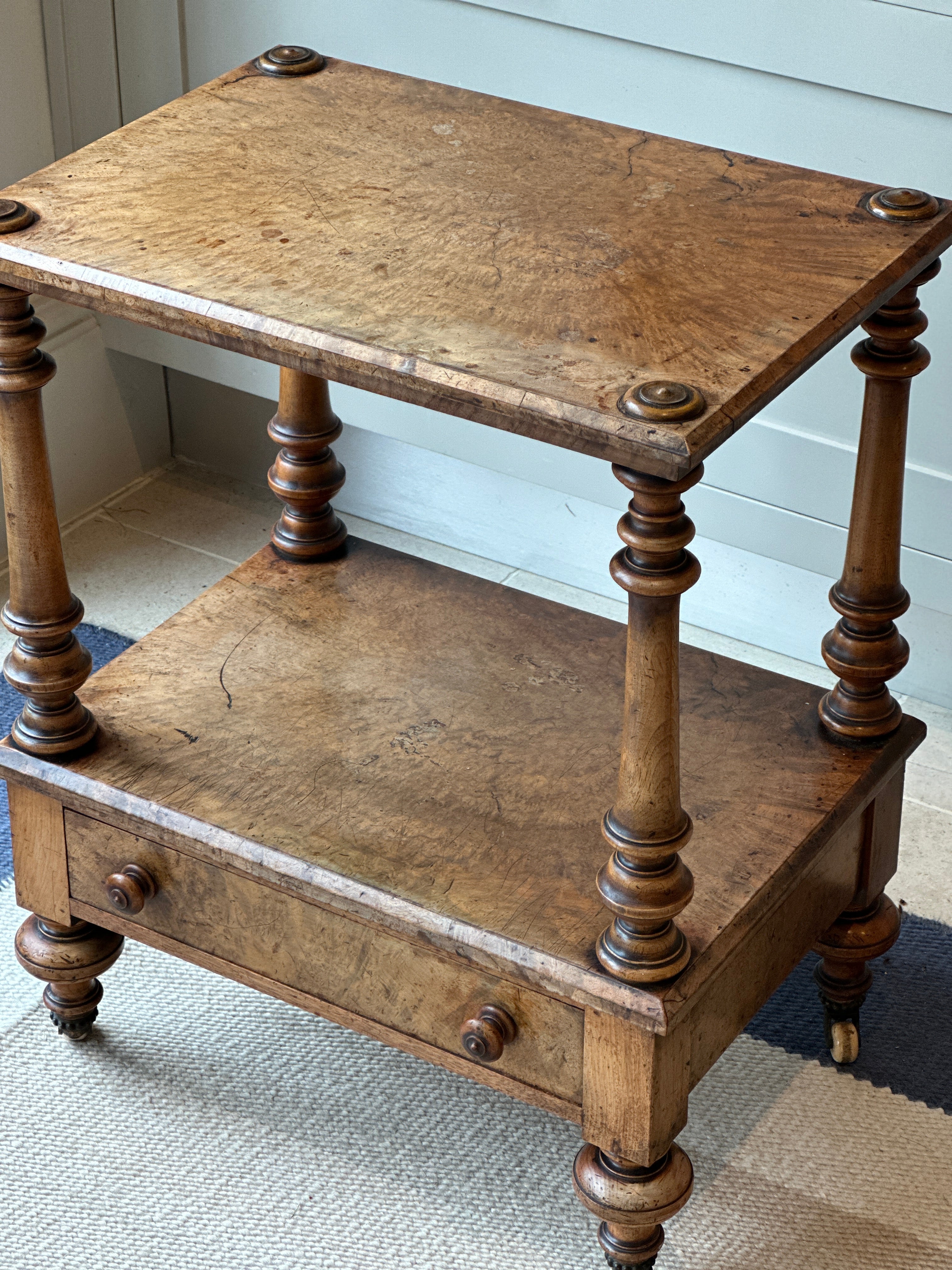 Charming Faded Walnut Side Table