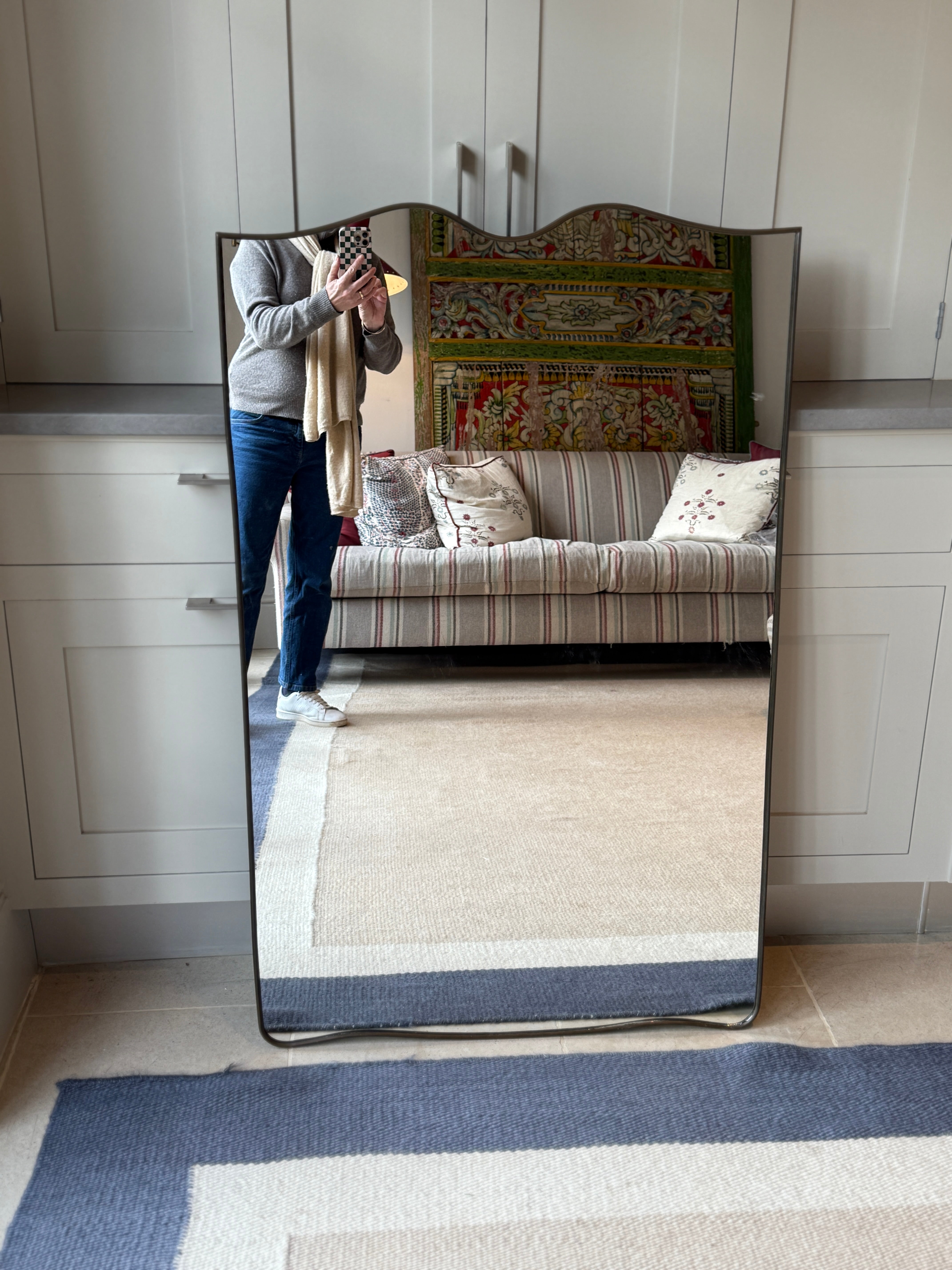 Large Italian Brass Portrait Shield Mirror 120cm by 75cm