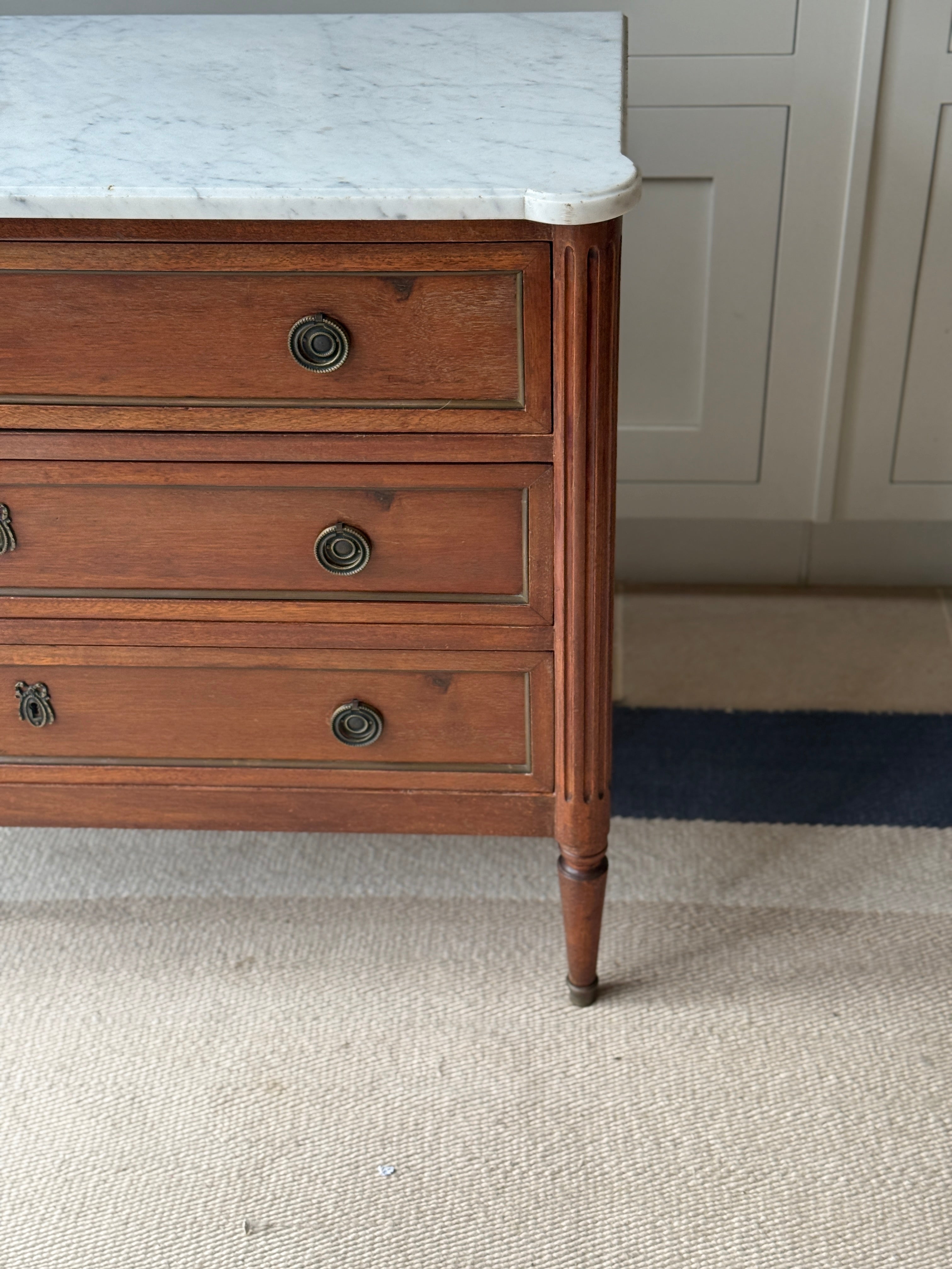 Small French Commode with White Marble Top