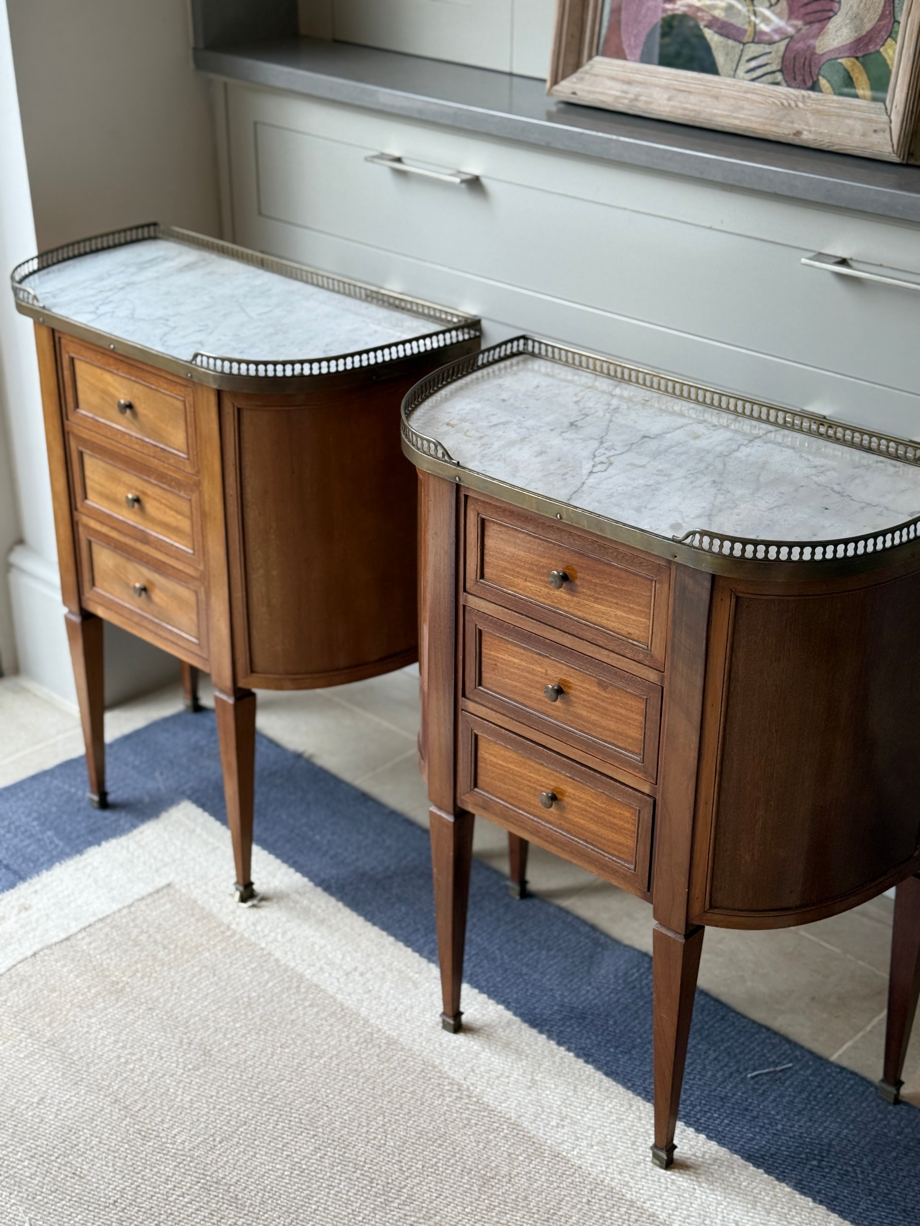 20th Century Marbled Topped Bedside Commodes