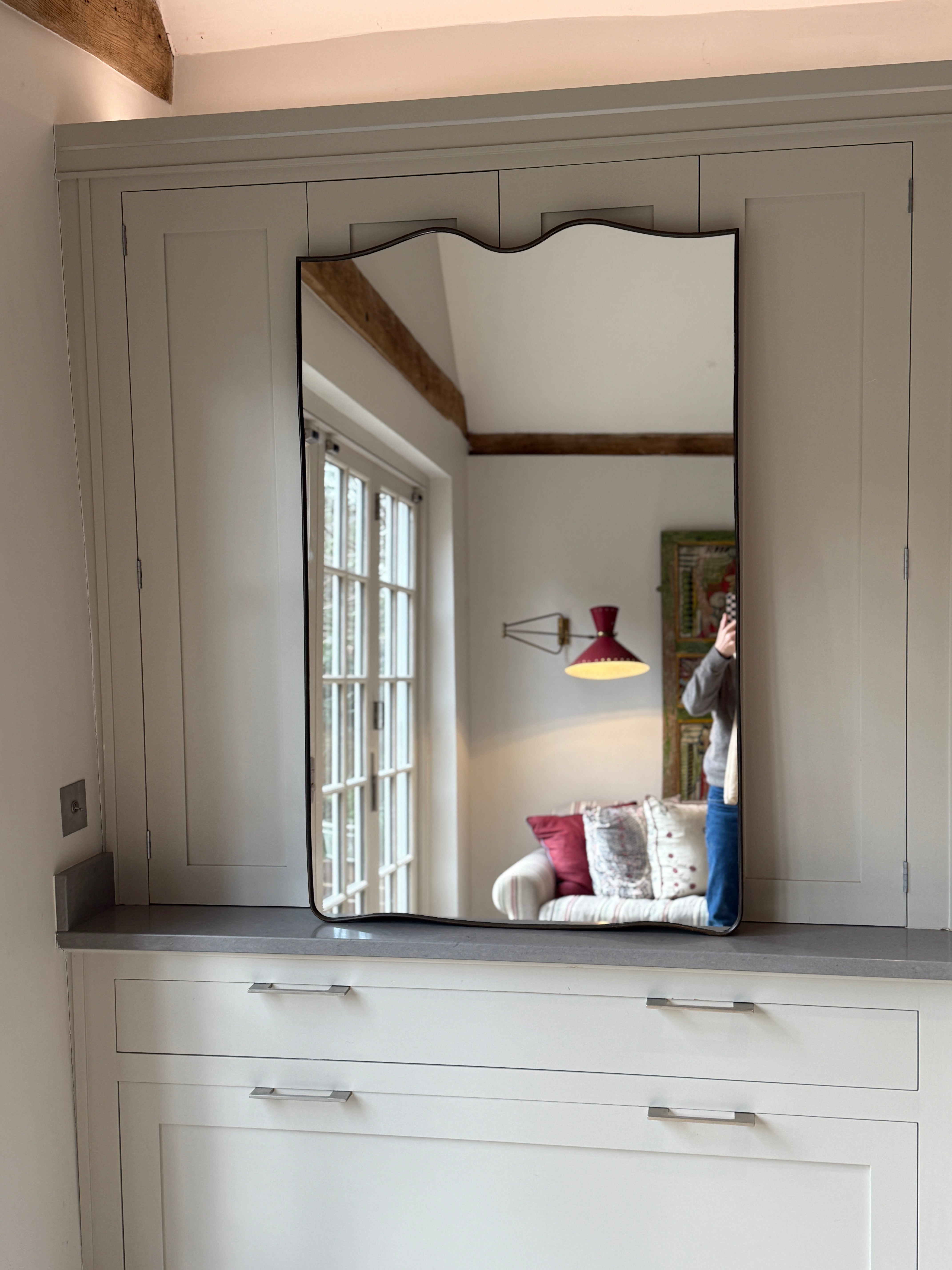 Large Italian Brass Portrait Shield Mirror 120cm by 75cm