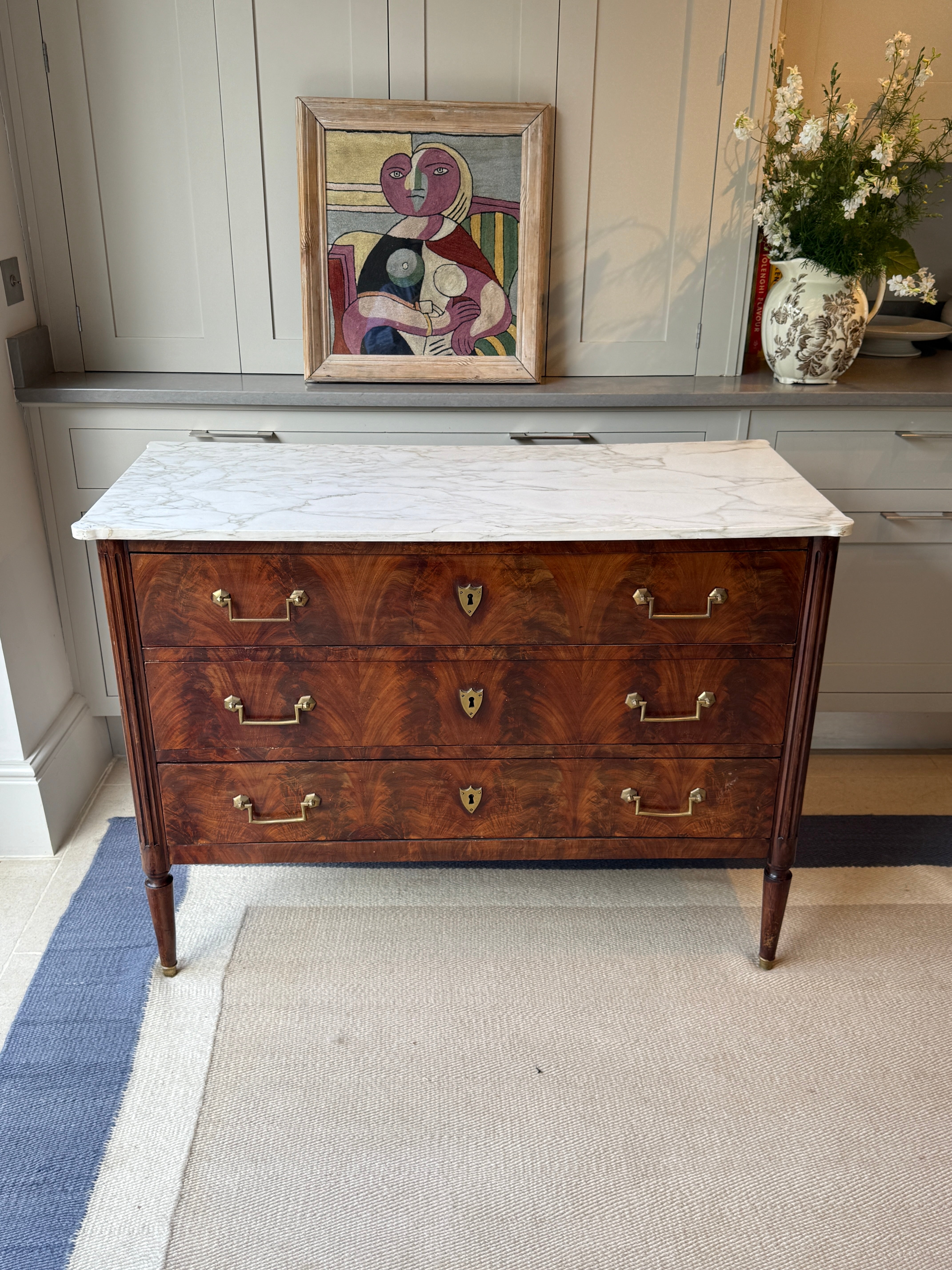 Louis XVI White Marble topped Commode