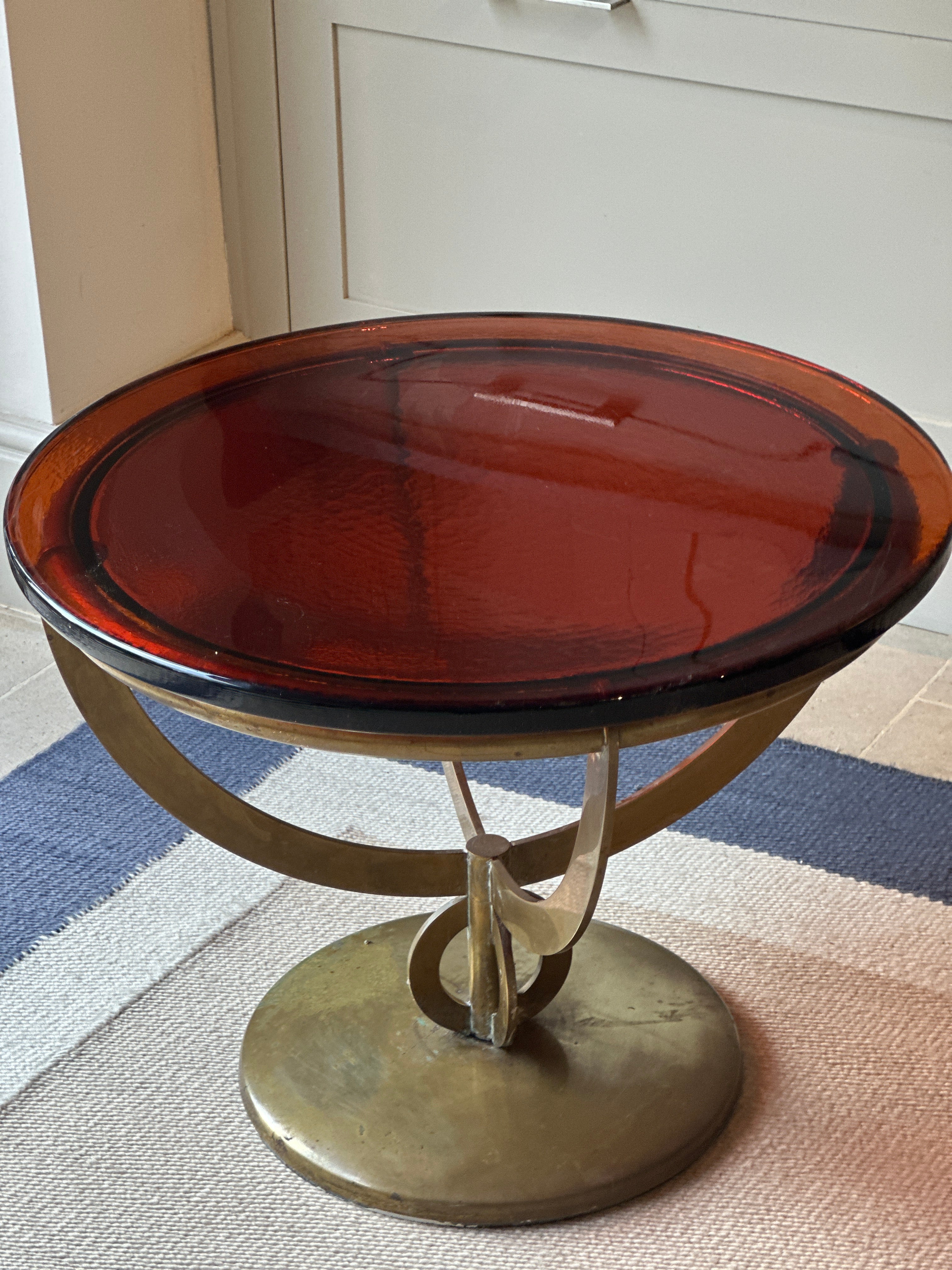 Amazing 50s Italian Glass and Brass Table