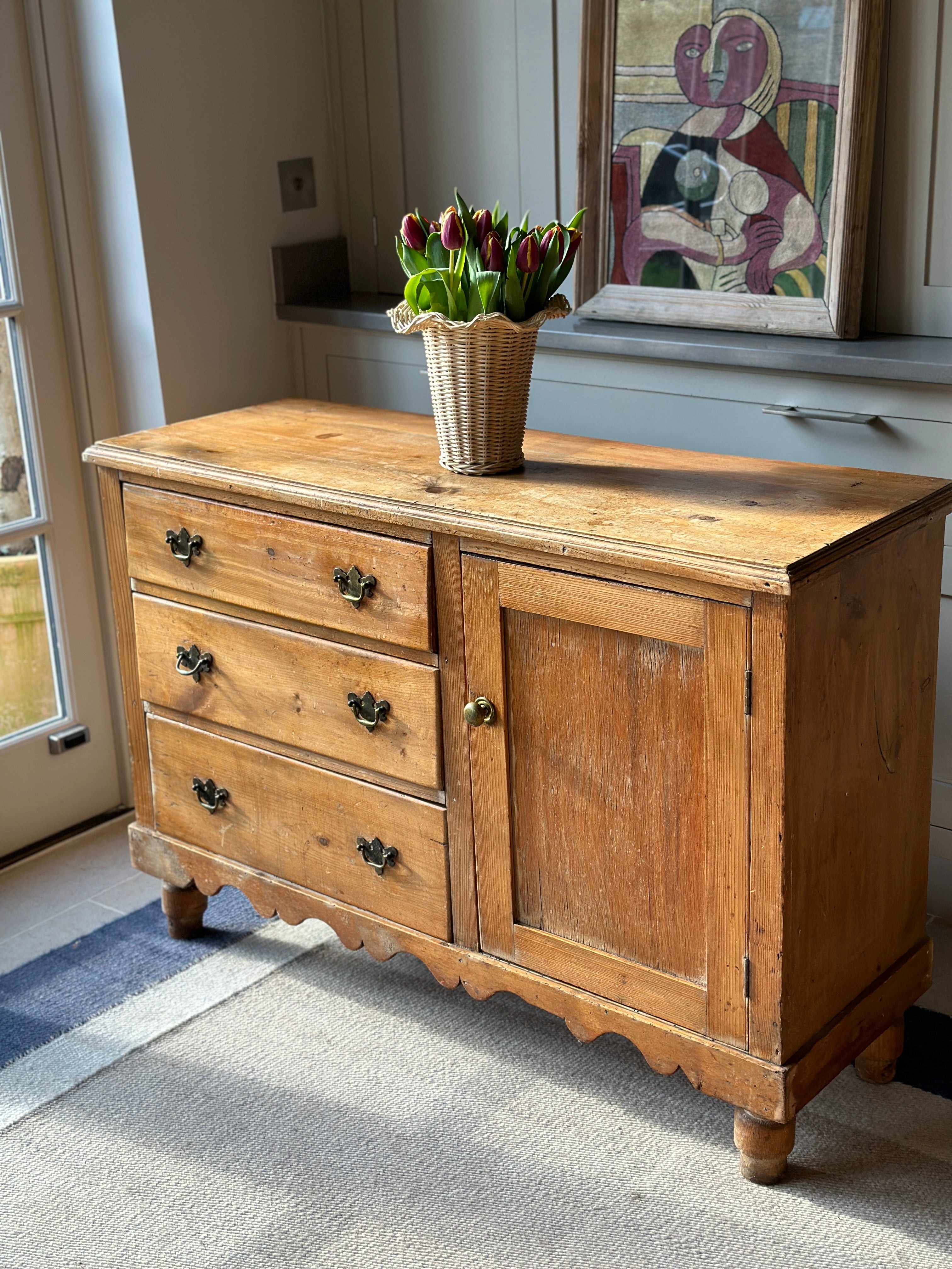 Small Antique Pine Dresser Base