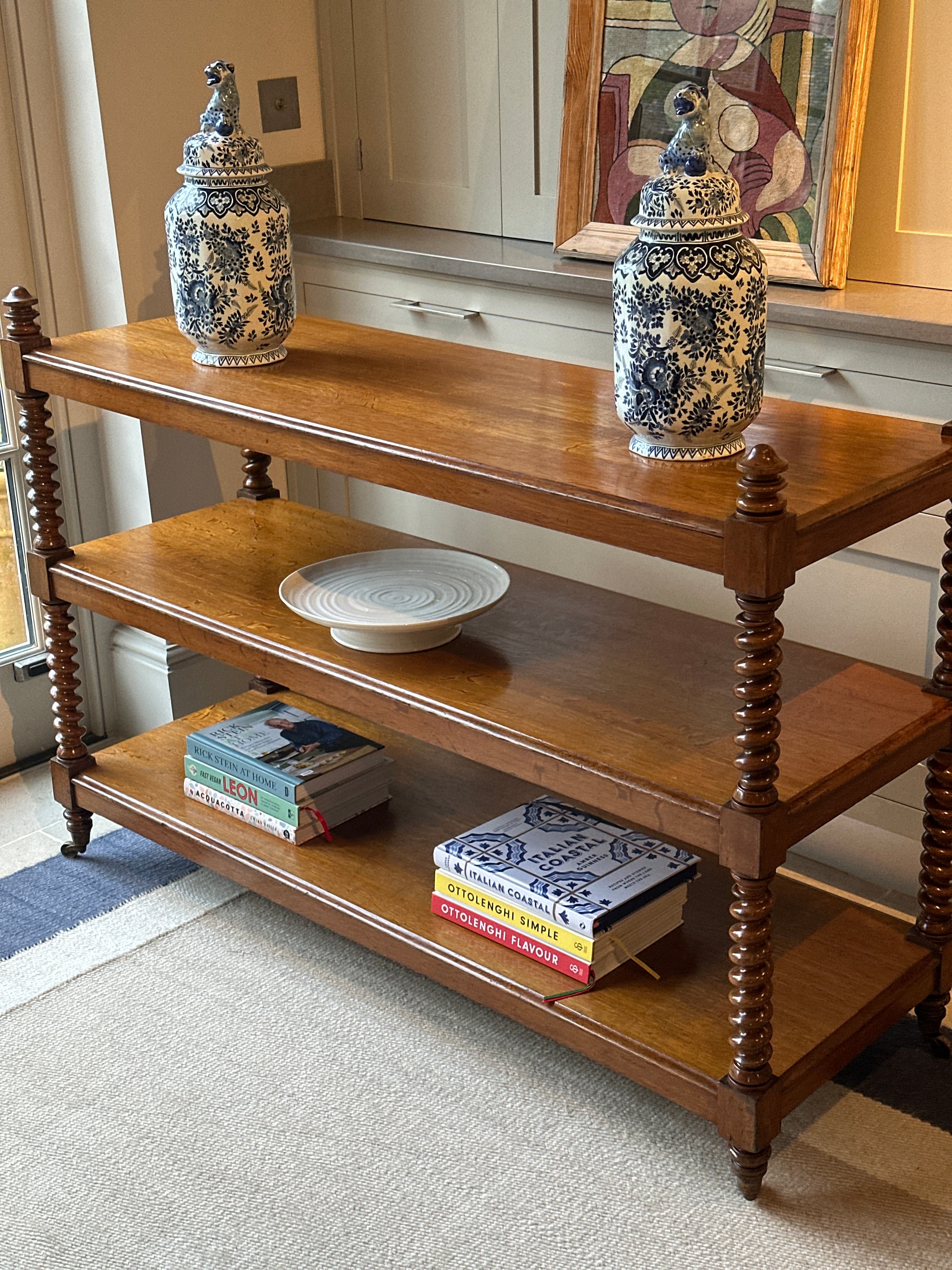 Amazing English Oak Buffet on Brass Castors