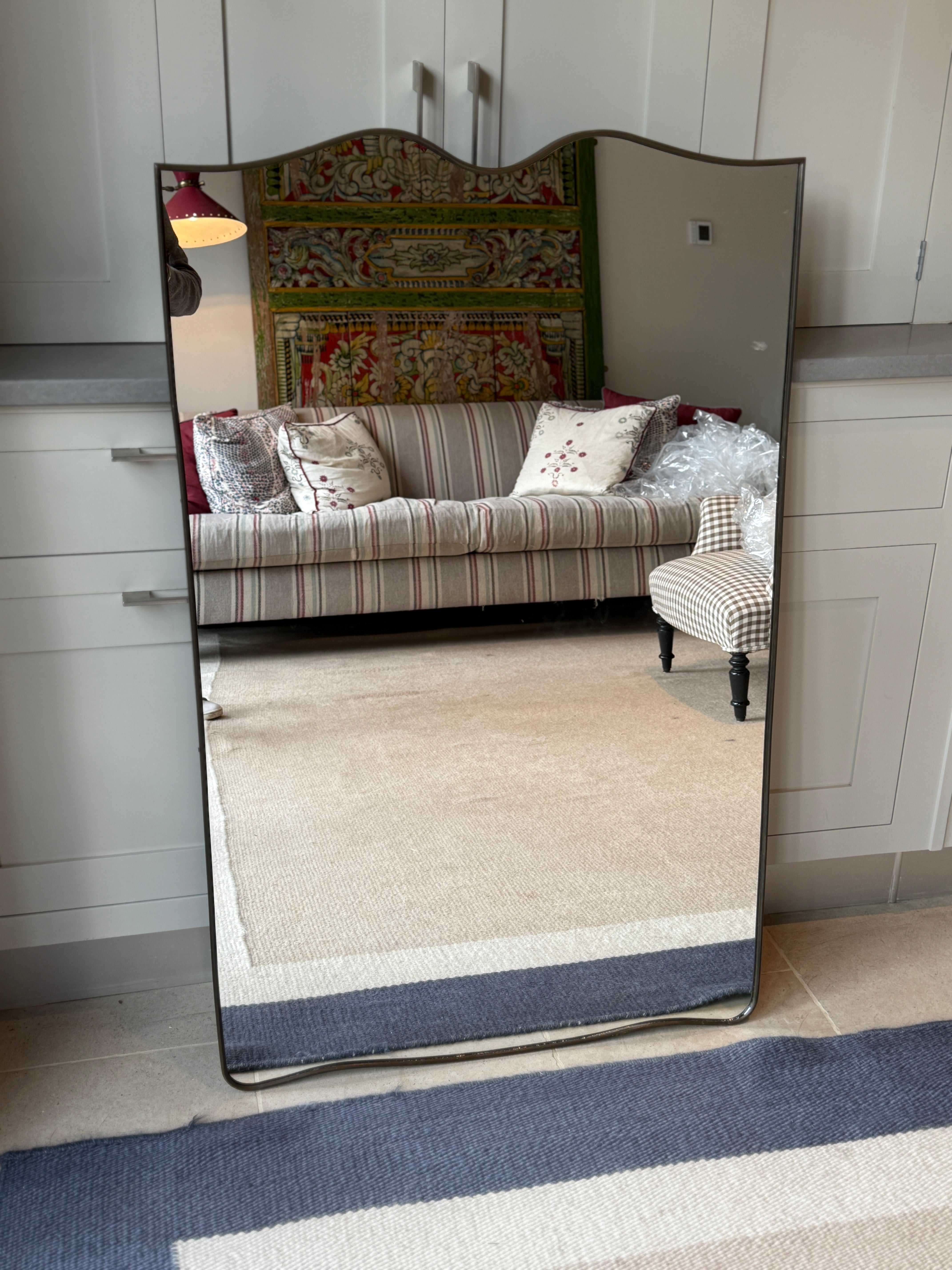 Large Italian Brass Portrait Shield Mirror 120cm by 75cm