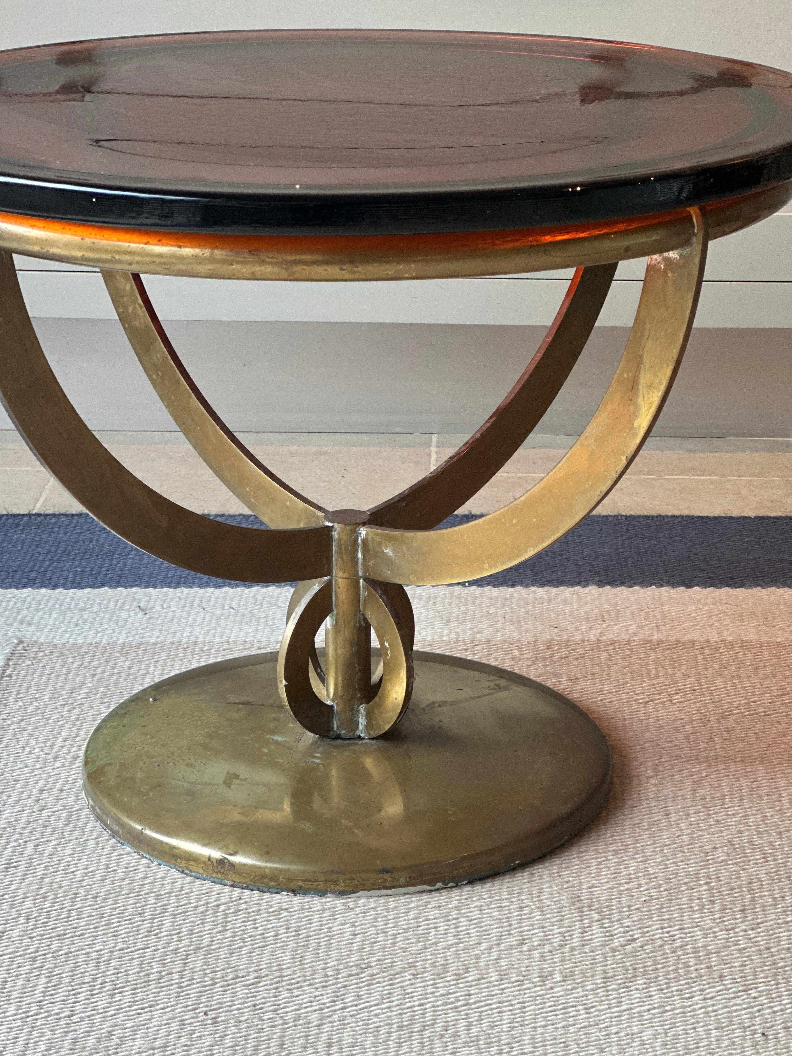 Amazing 50s Italian Glass and Brass Table