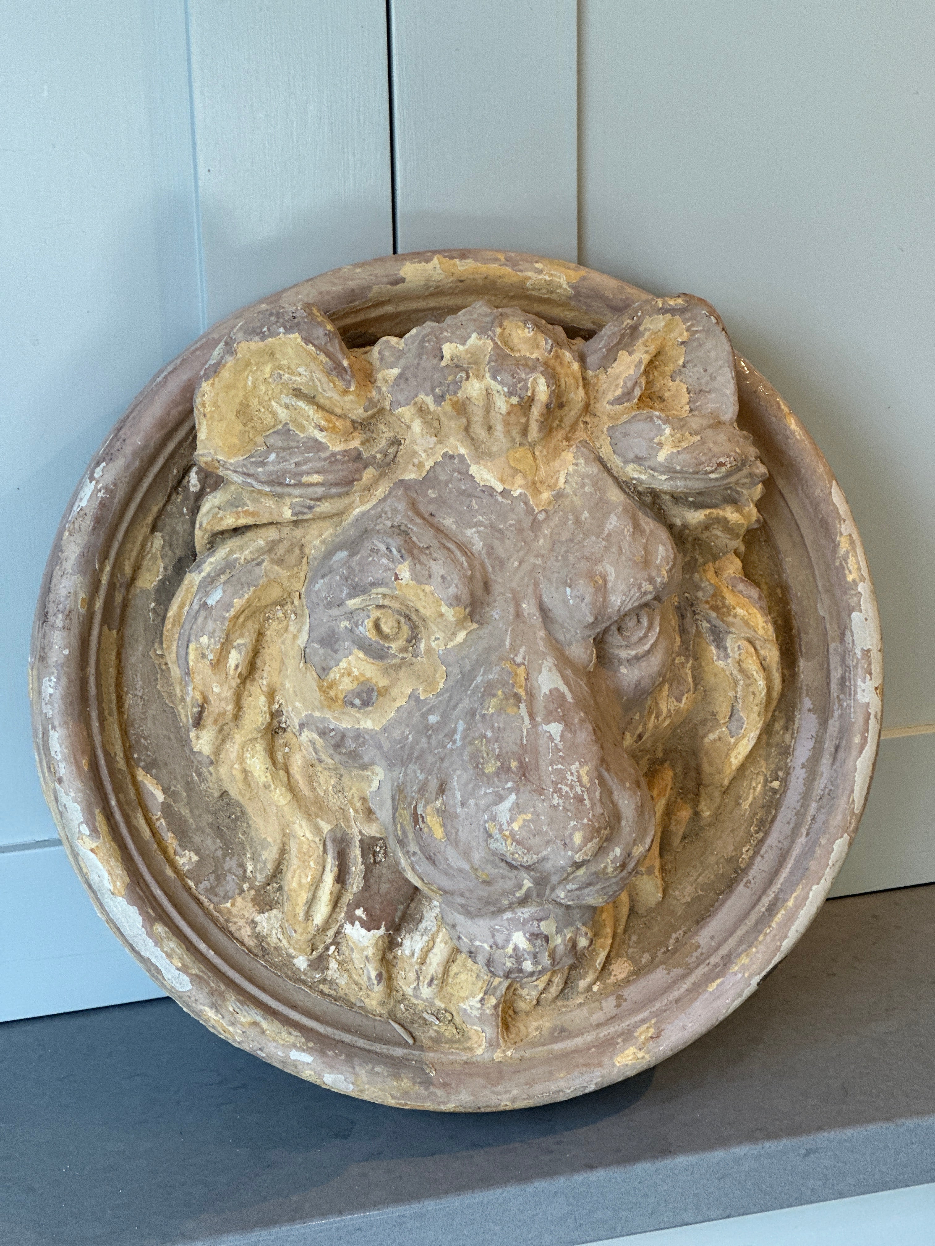 Victorian Lion Head Ceiling Boss or Corbel in Terracotta