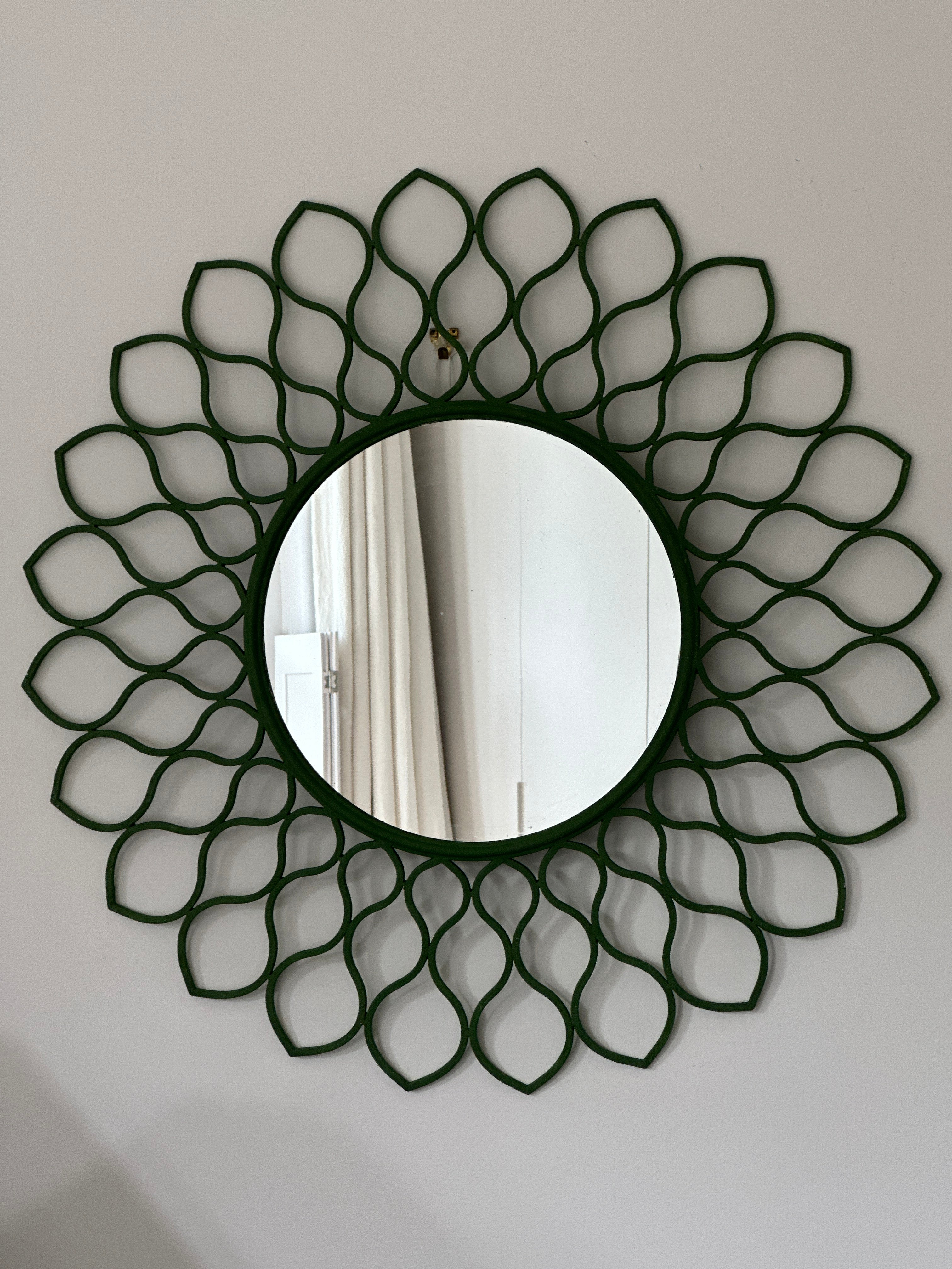 Green Painted Metal Mirror