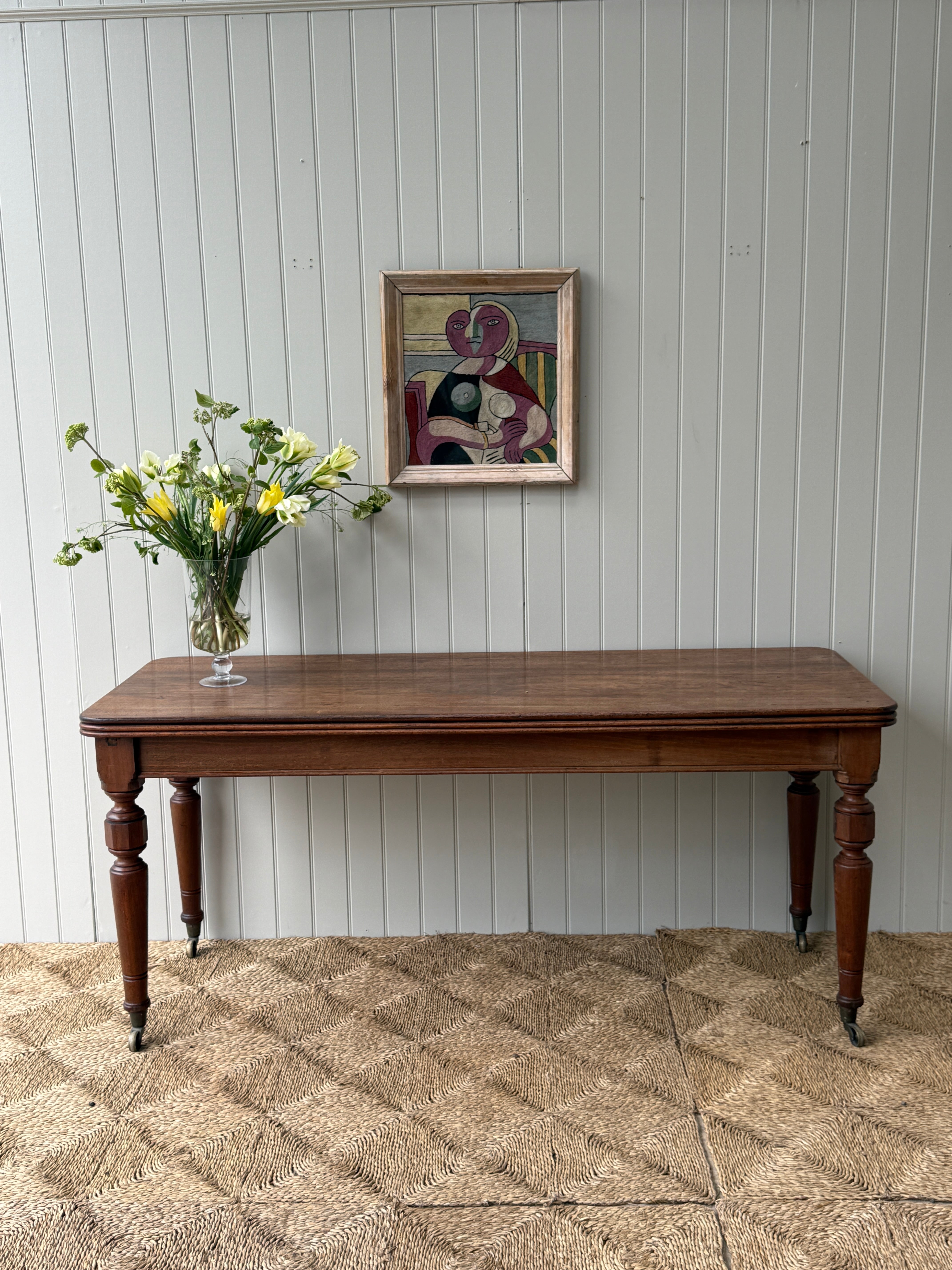 Large Early 20th English Oak Console or Display Table on castors