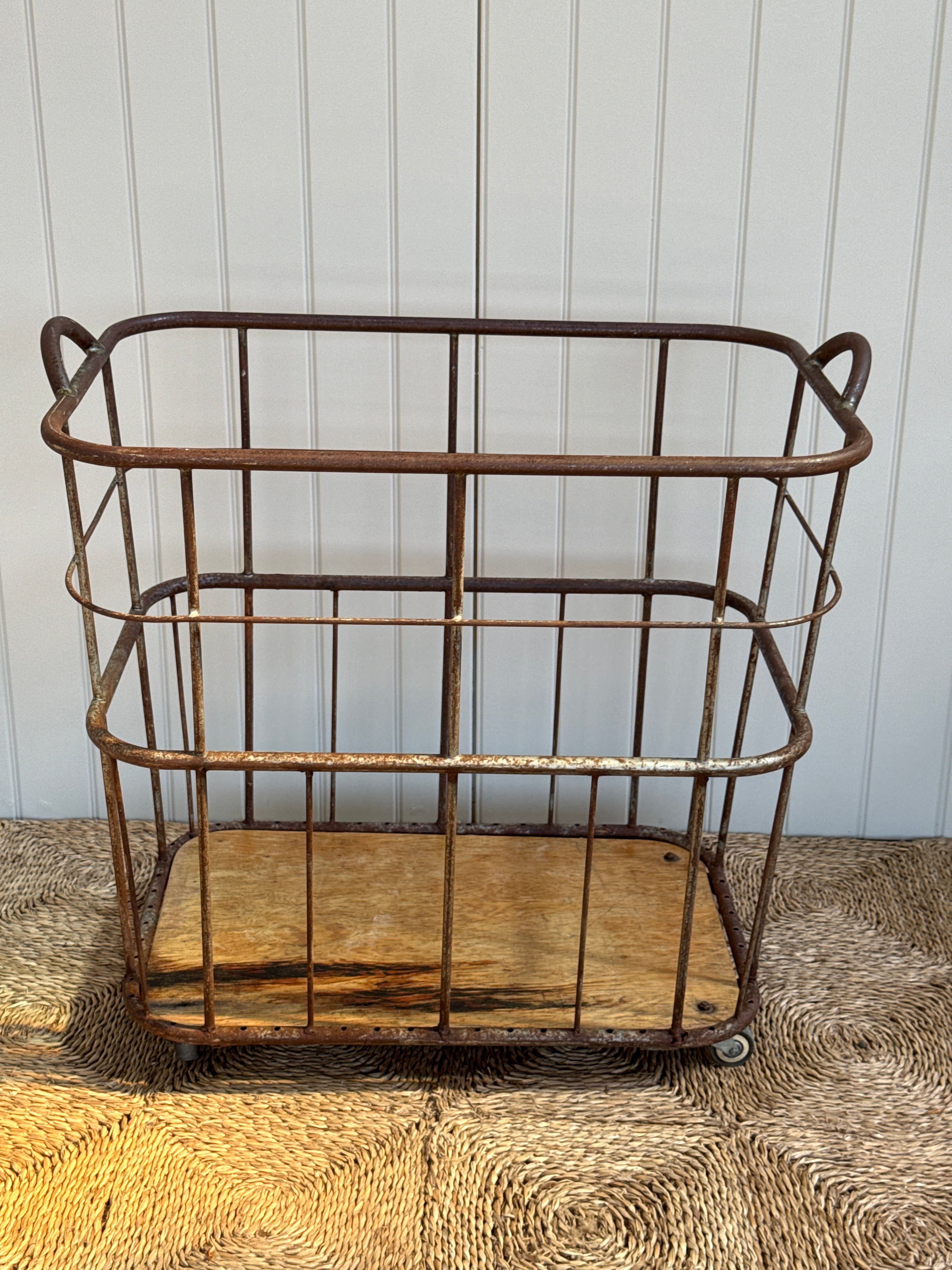French Metal Baguette Trolley with Wooden Base