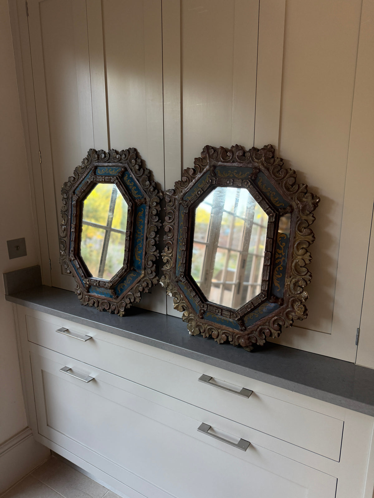 Matched Pair of Octagonal Italianate Mirrors