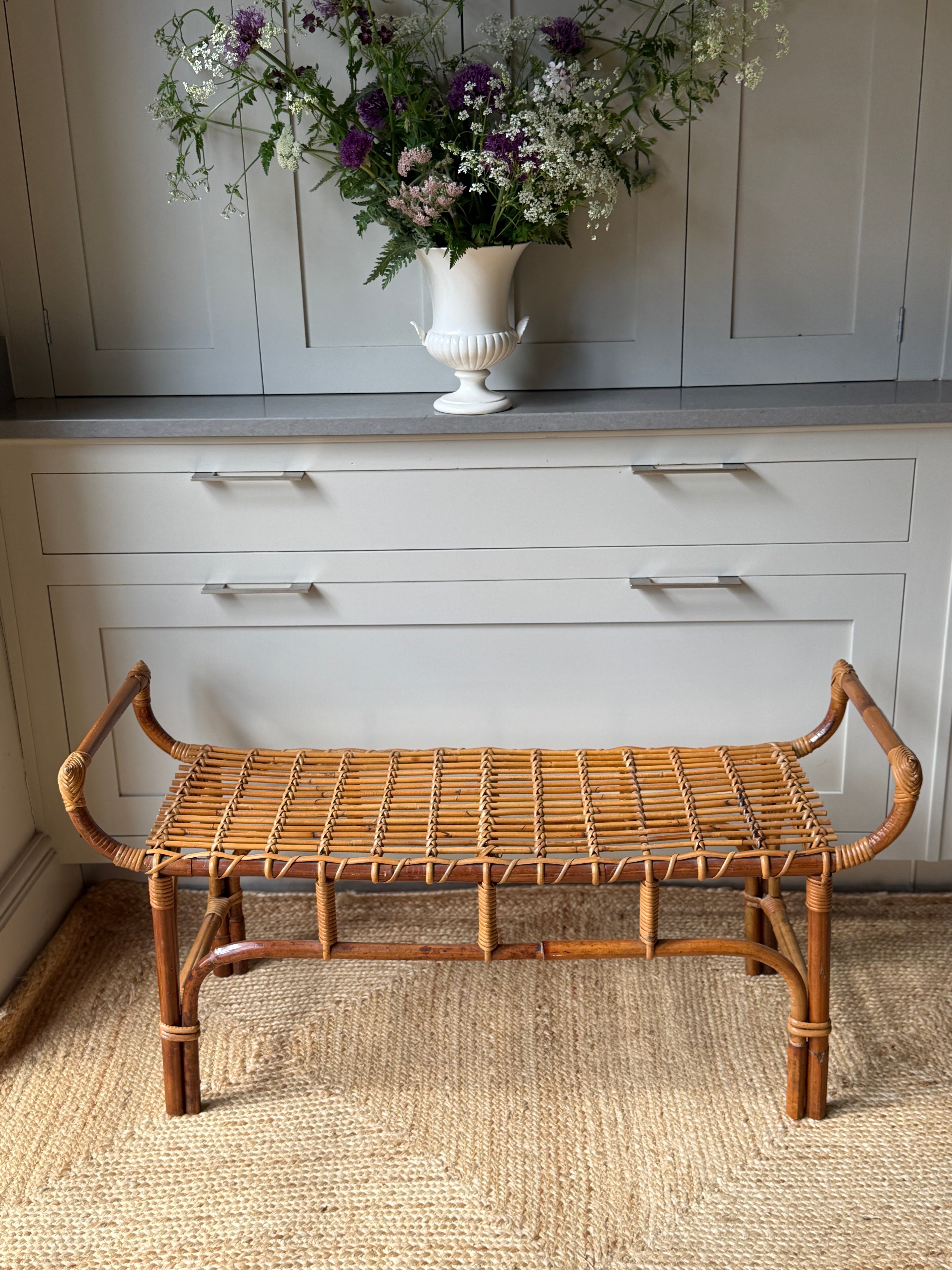 Bonacina Bamboo Bench &  Wall Rack Italy 1960s