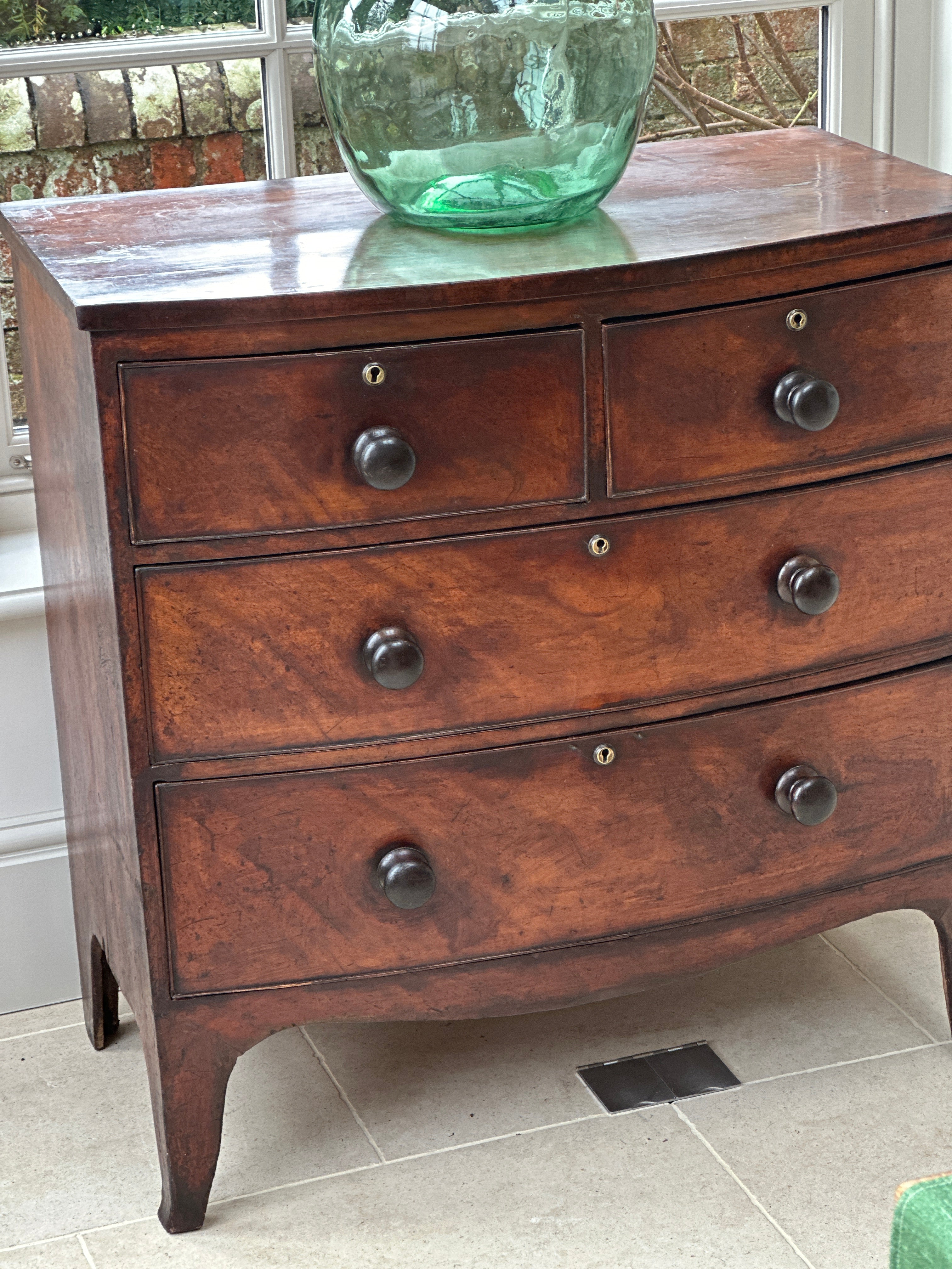 Small Bow Fronted Mahogany Chest of Drawers