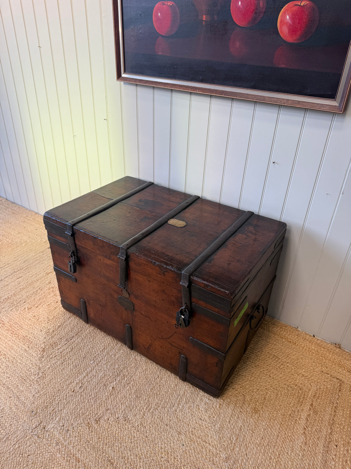 Early 19th Century Iron-Bound Strongbox, Engraved Brass Plaque for Commissary General Sir Randolph Isham Routh KCB