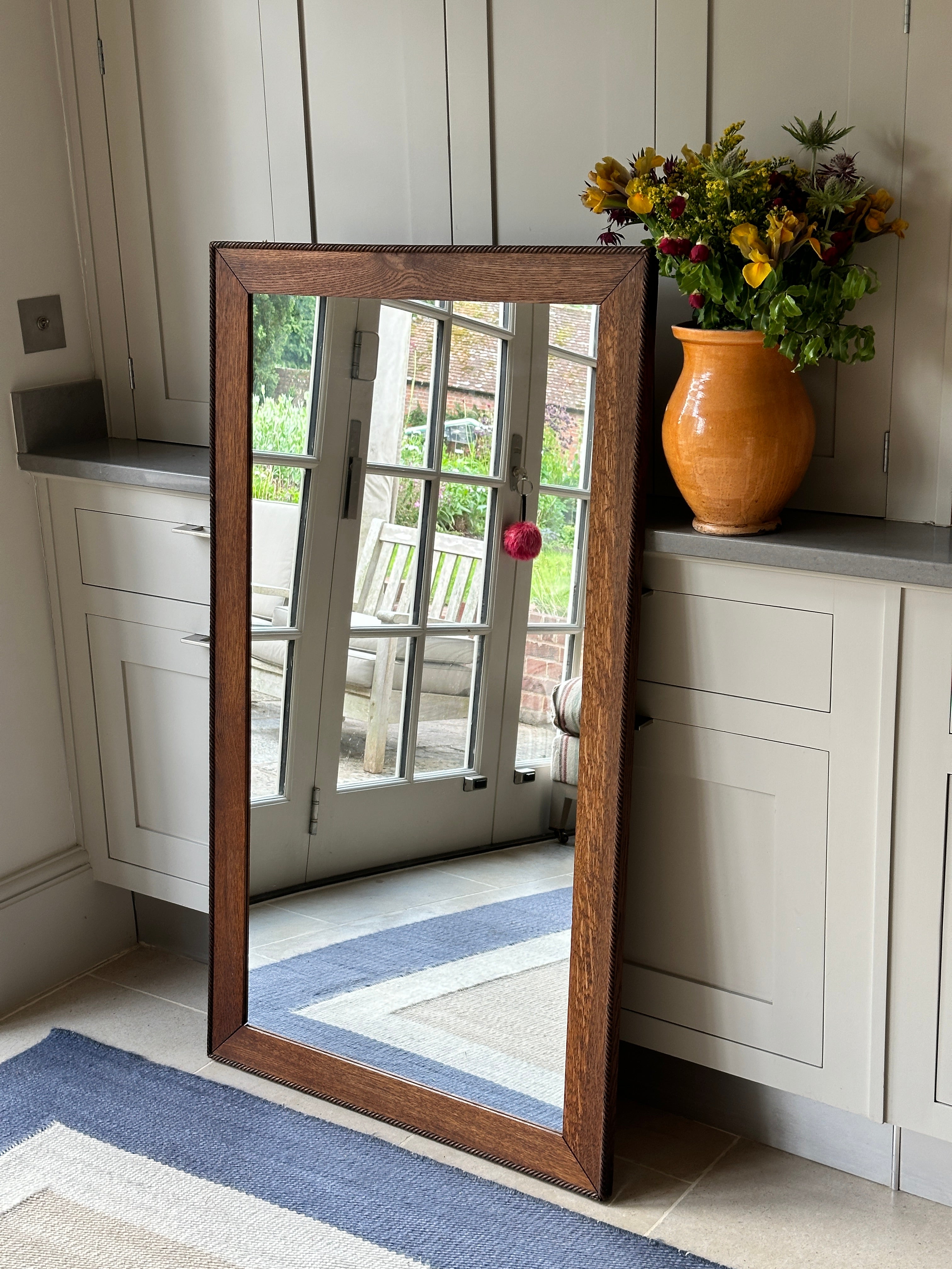 Medium Oak Framed Mirror with barley twist border