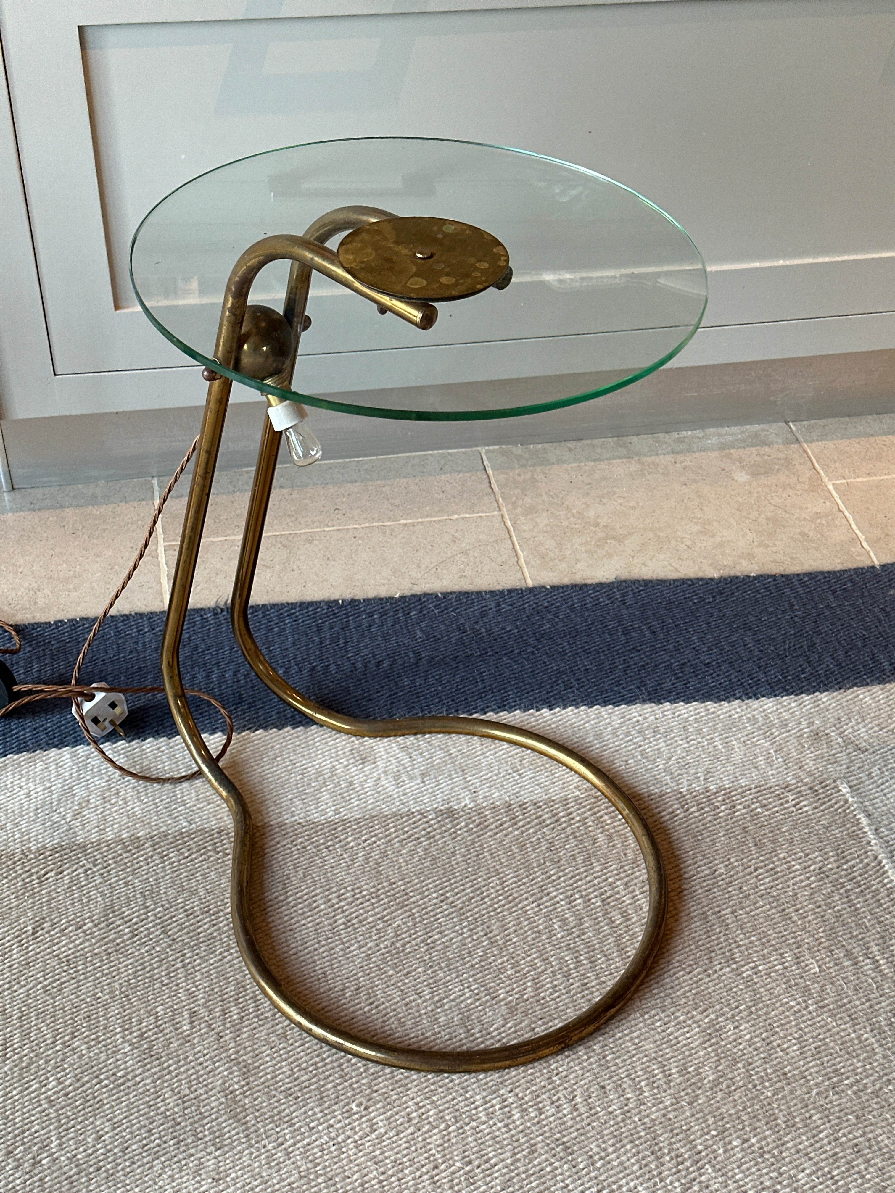 French Brass and Glass table with integrated light - 1950s