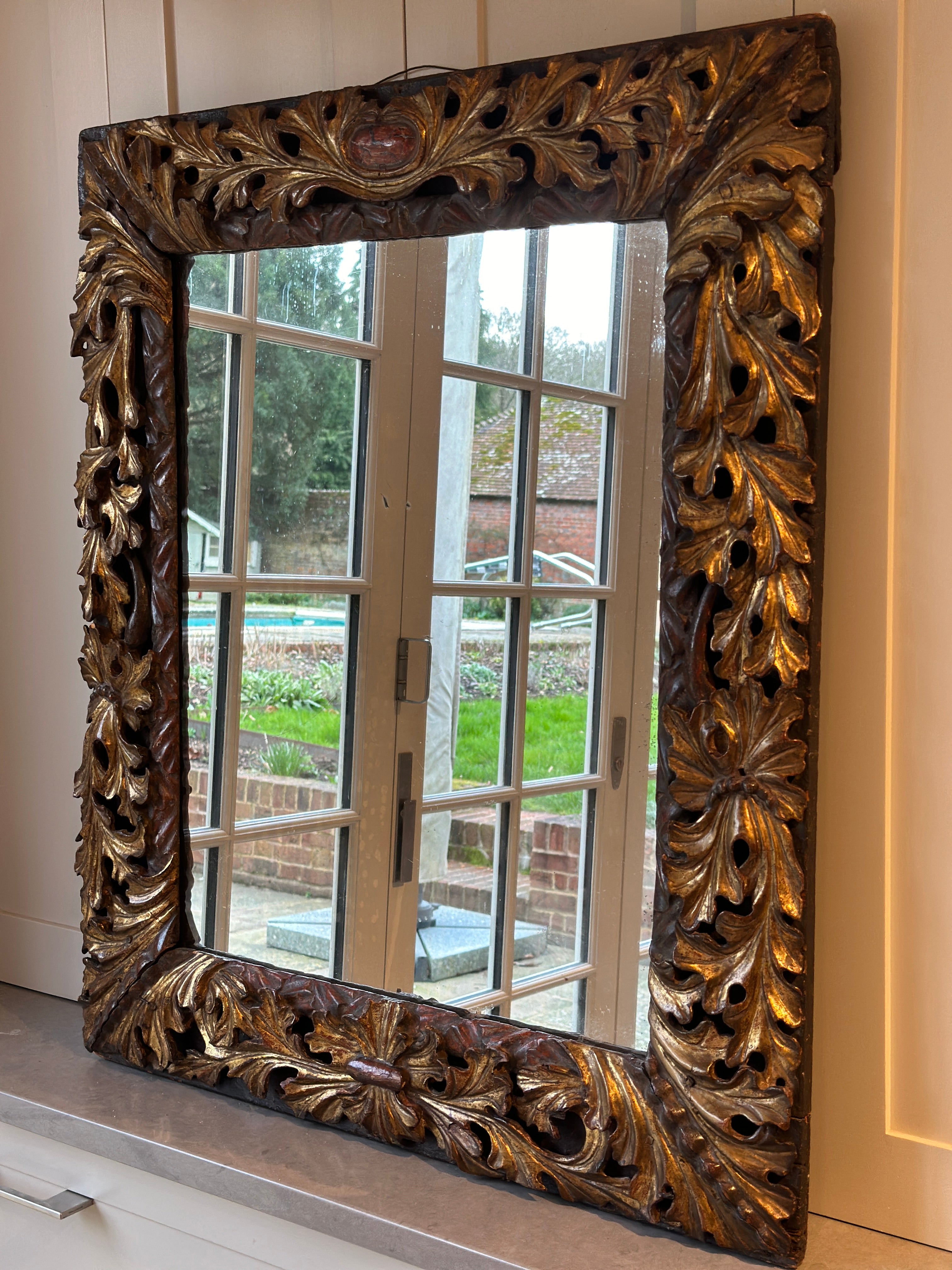 17th Century Italian Carved Wood Mirror