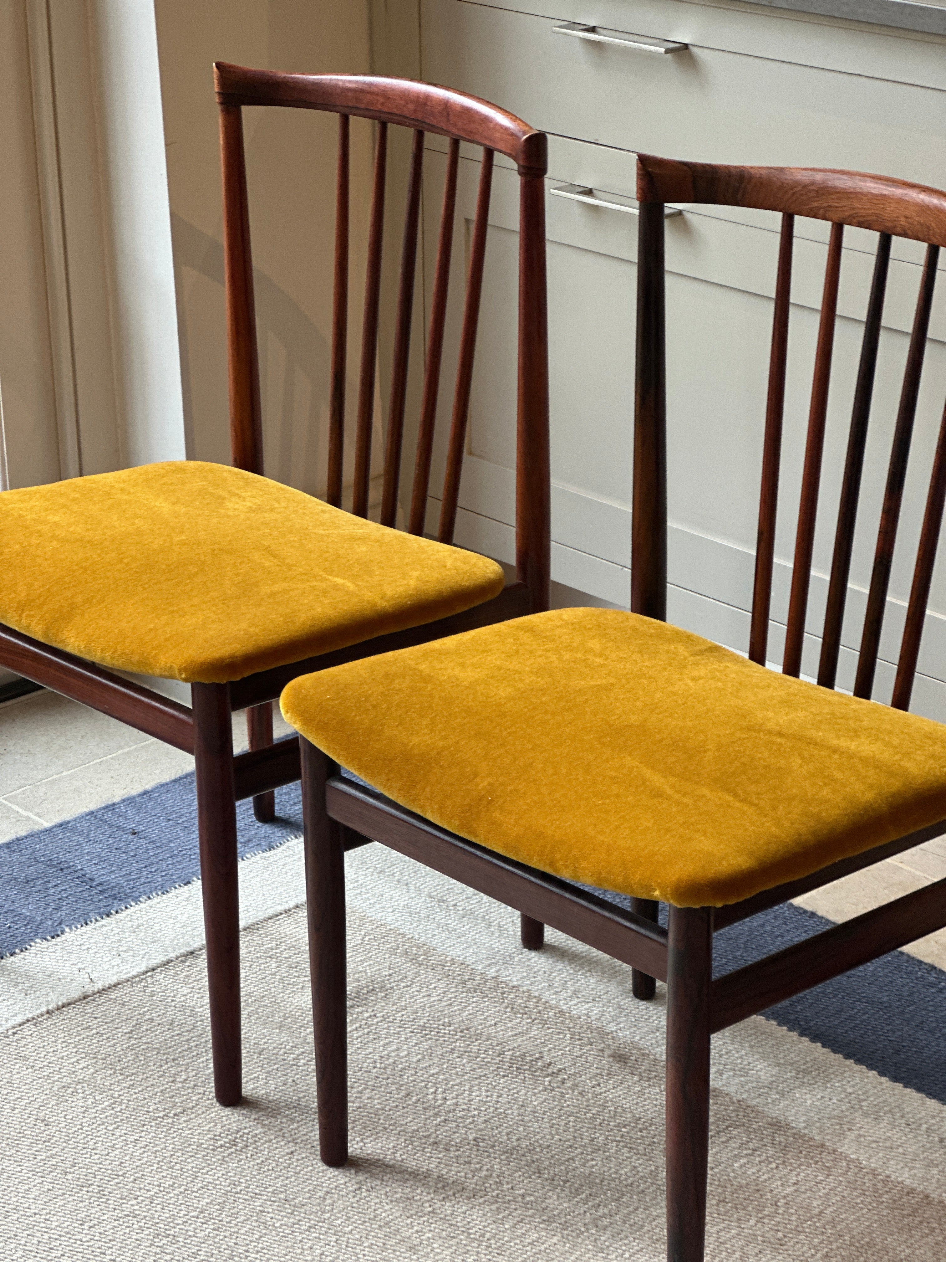 Pair of Danish Rosewood Chair in RU Mohair Velvet