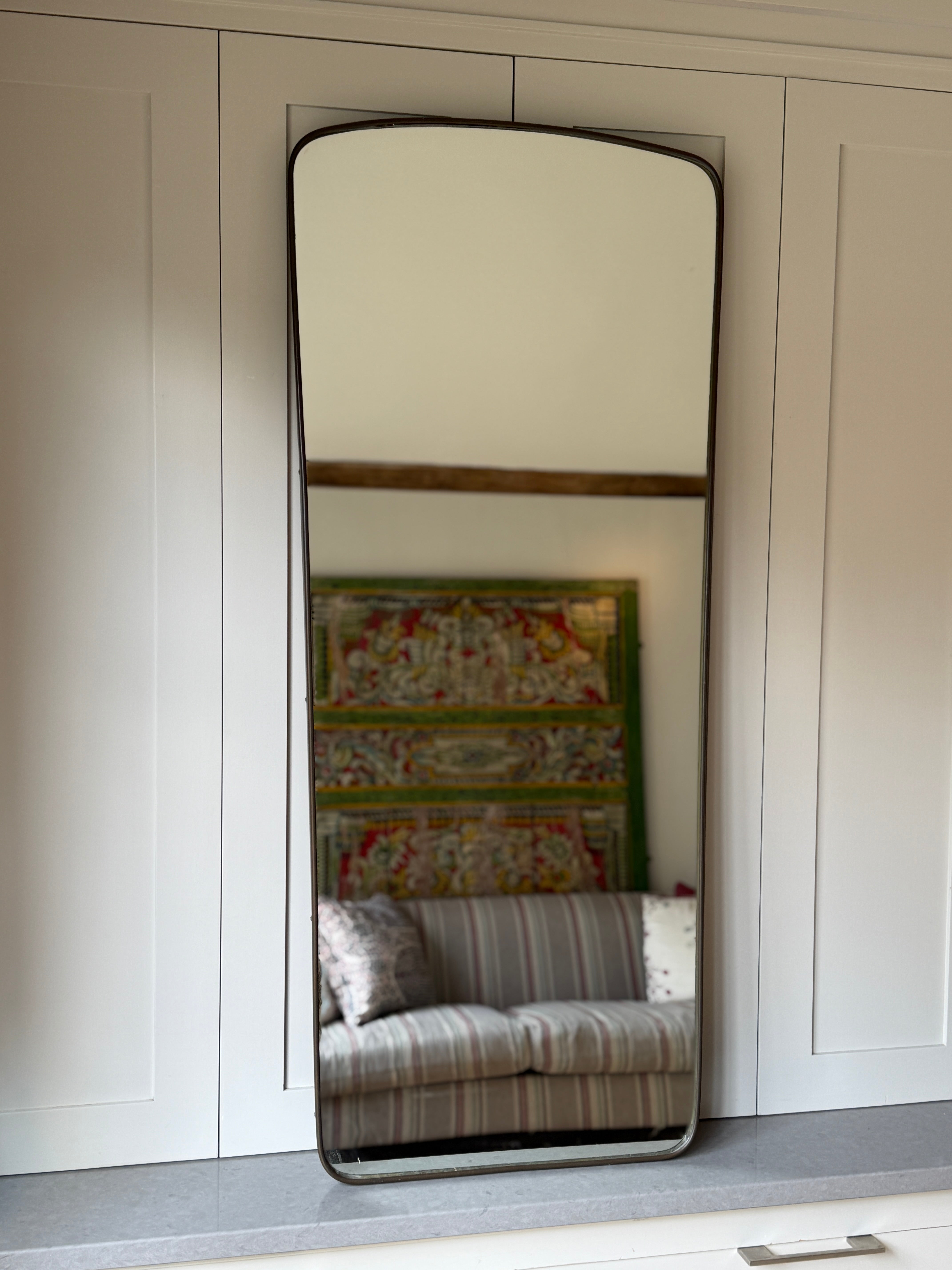 Tall Italian Brass Portrait Mirror
