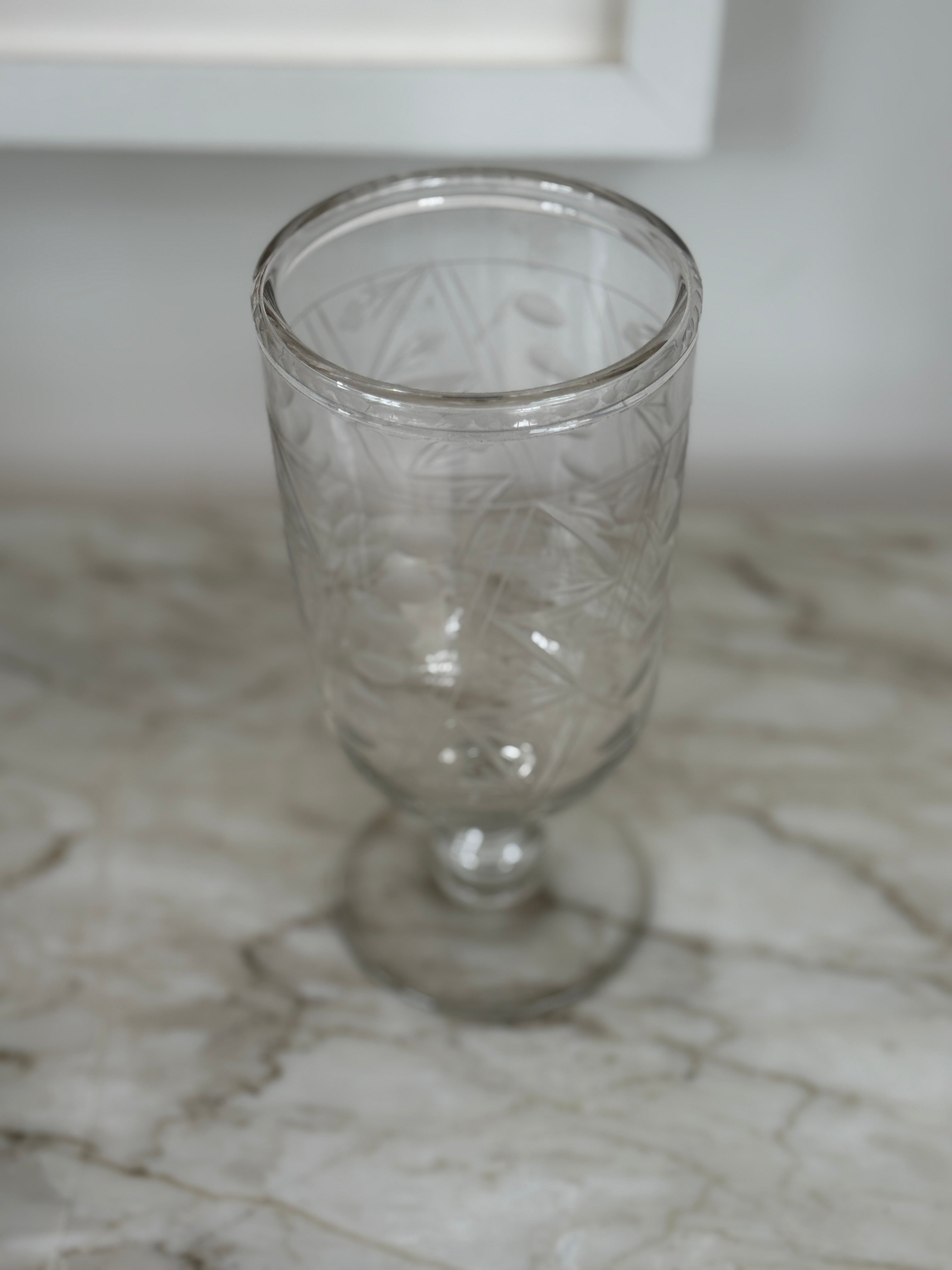Antique Celery Vase with Etched Vase