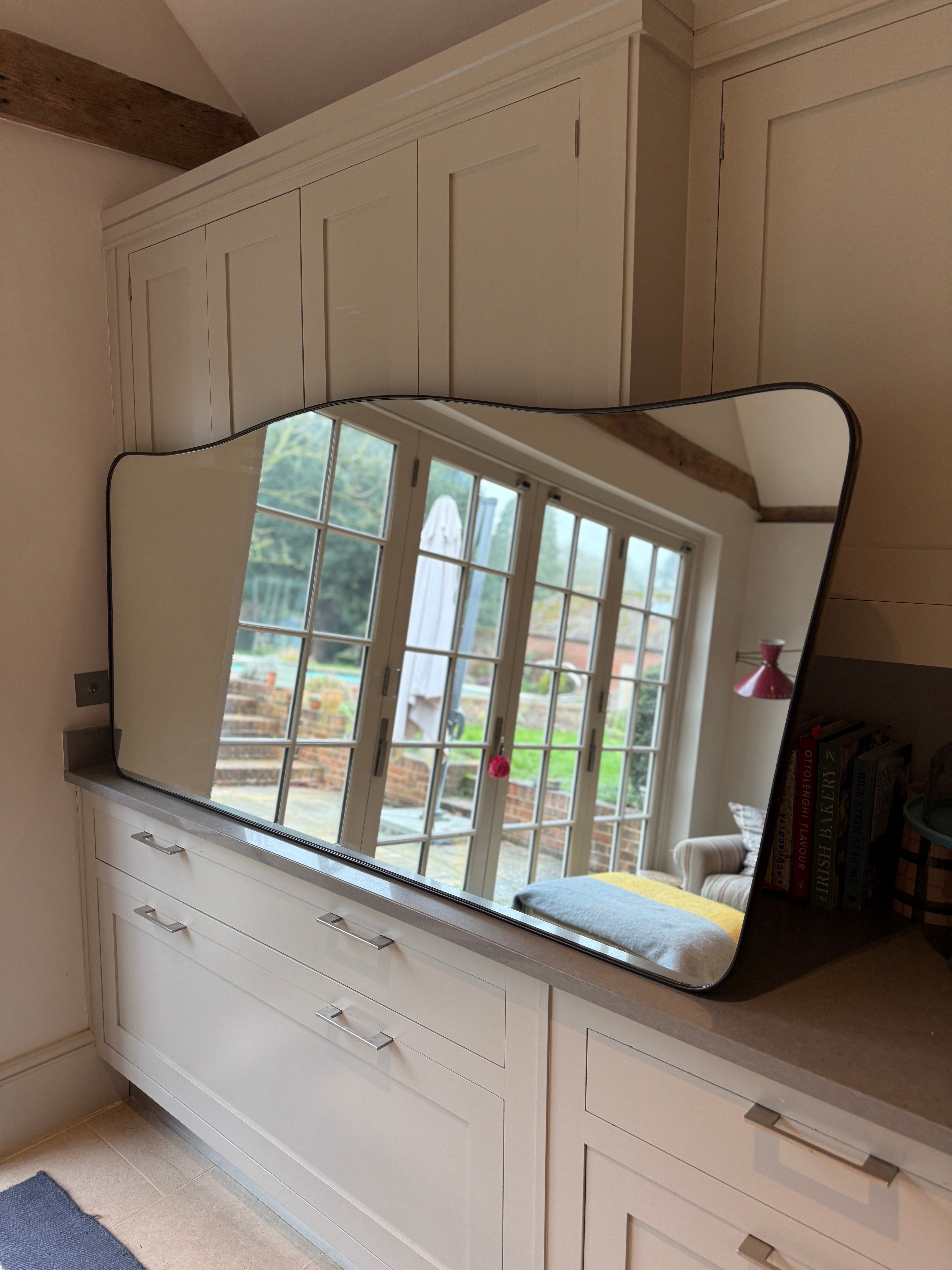 Large Landscape Brass Shield Mirror