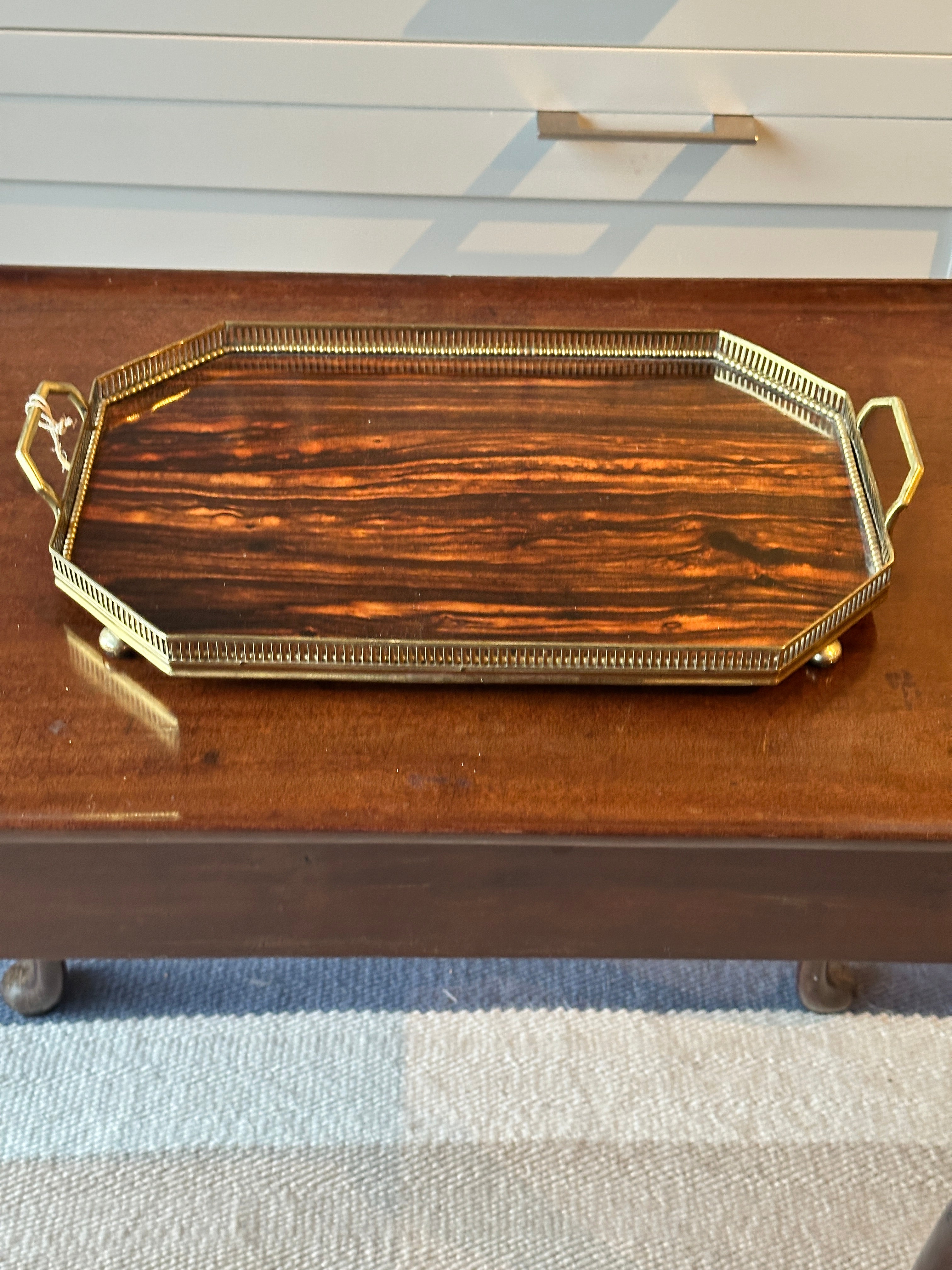 Antique Coromandel Tray with Brass Gallery - CC Hope C1880