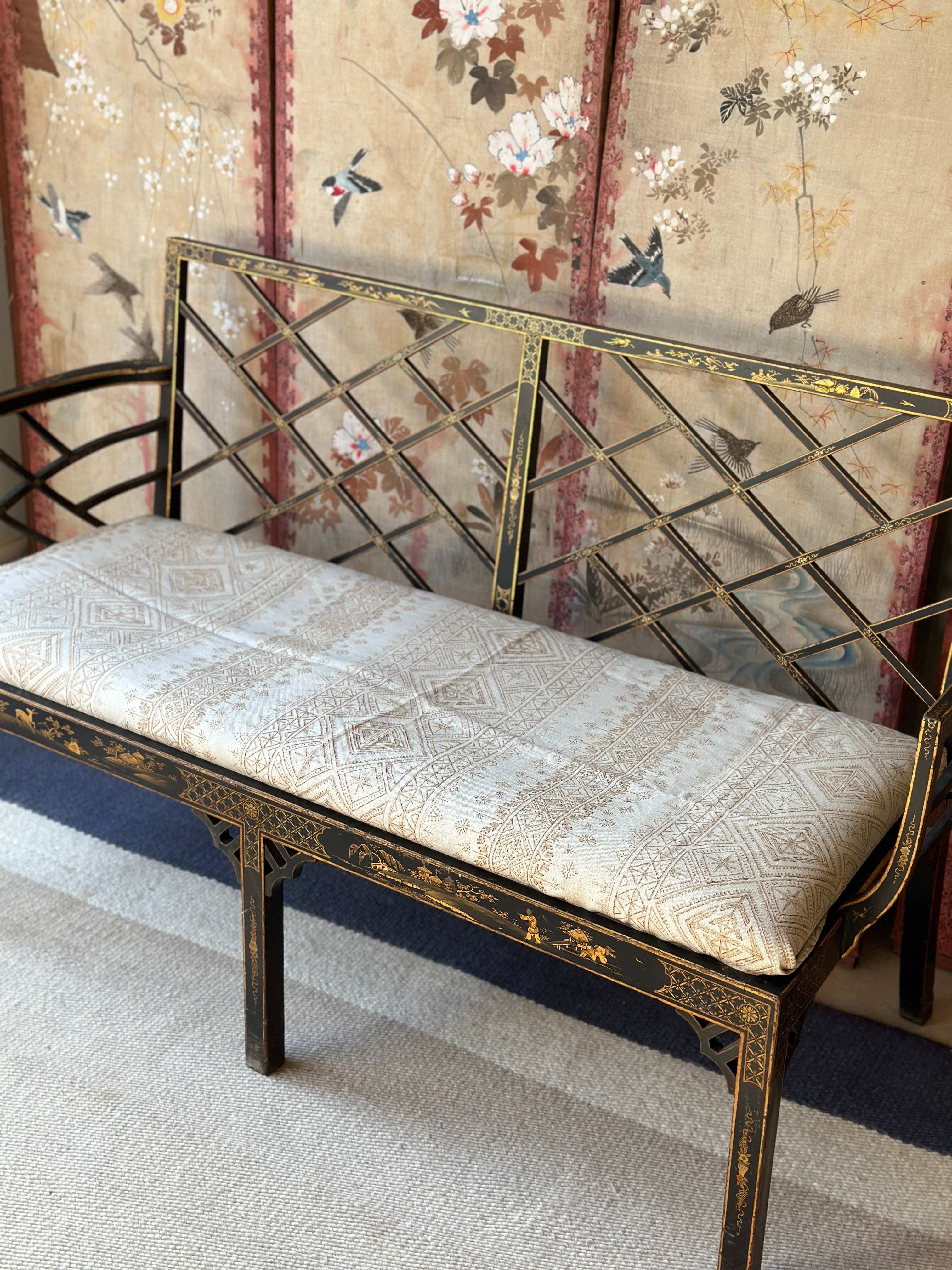 Amazing 19th C Lacquered Chinoiserie Sofa