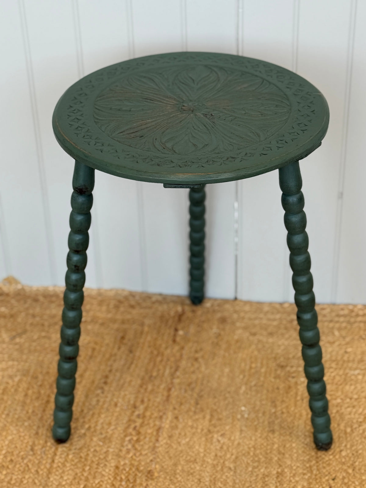 Early 20th Century Green Bobbin Table
