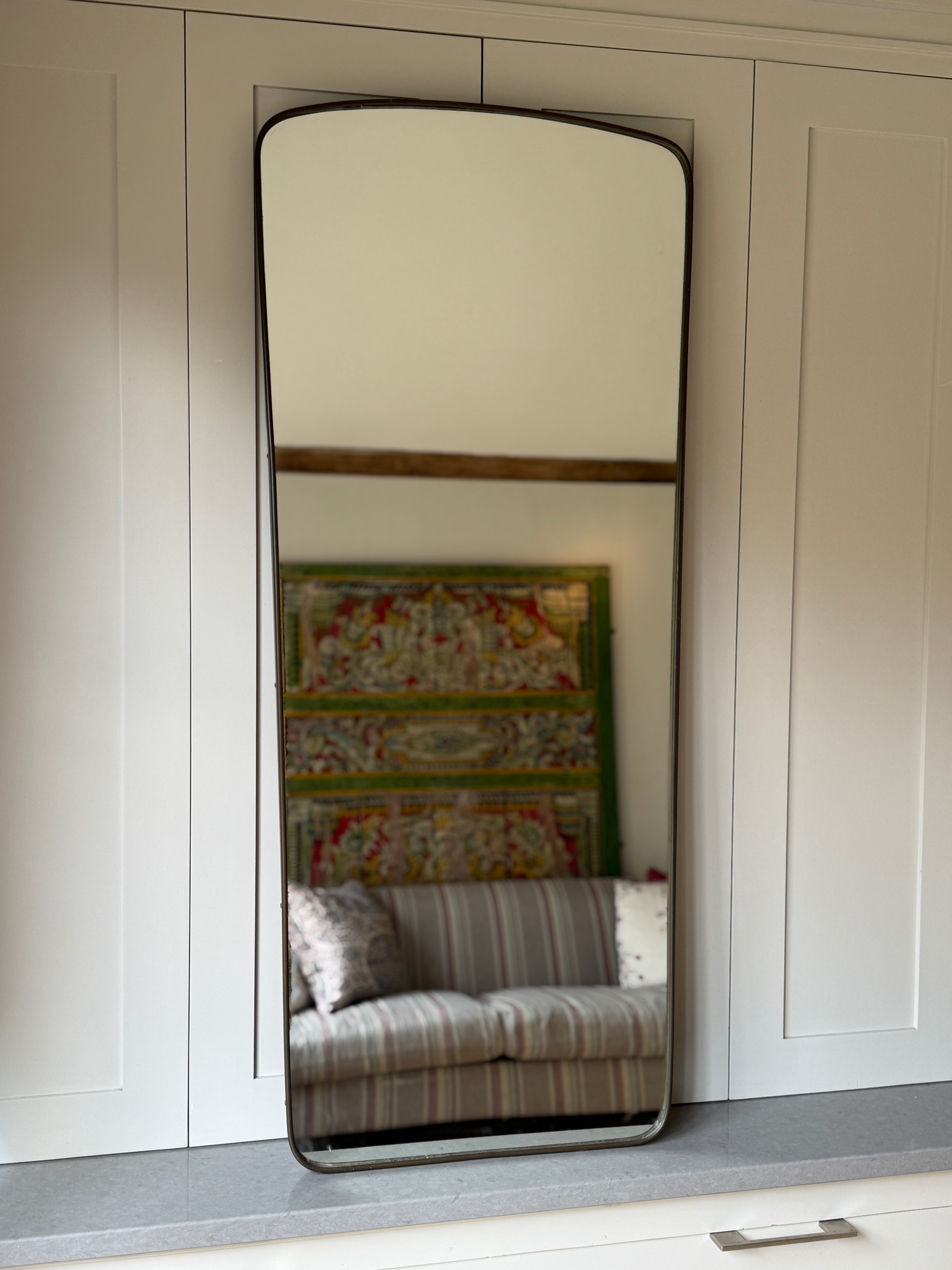 Tall Italian Brass Portrait Mirror