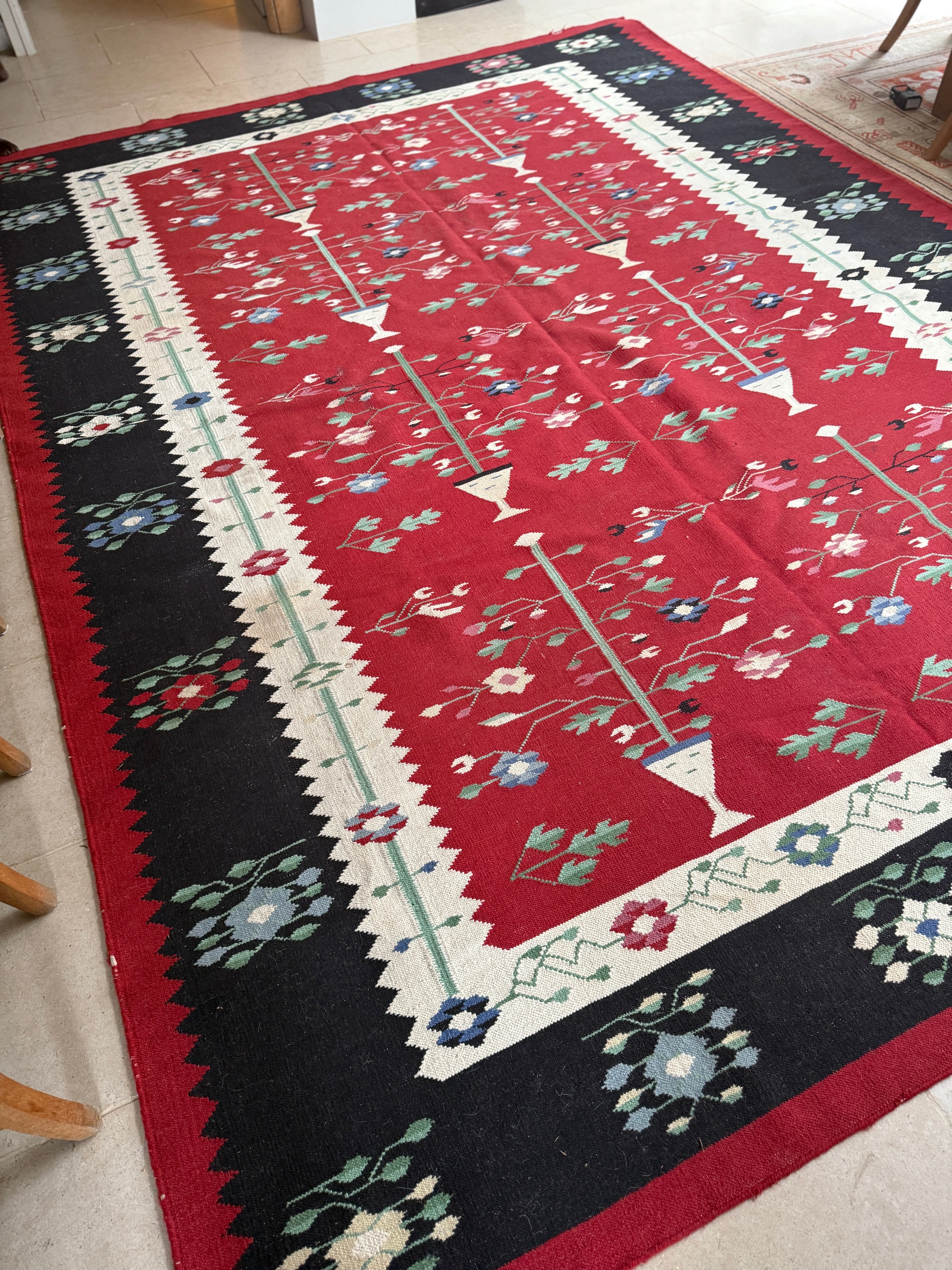 Large Vintage Balkan Sharkoy Kilim circa 1960