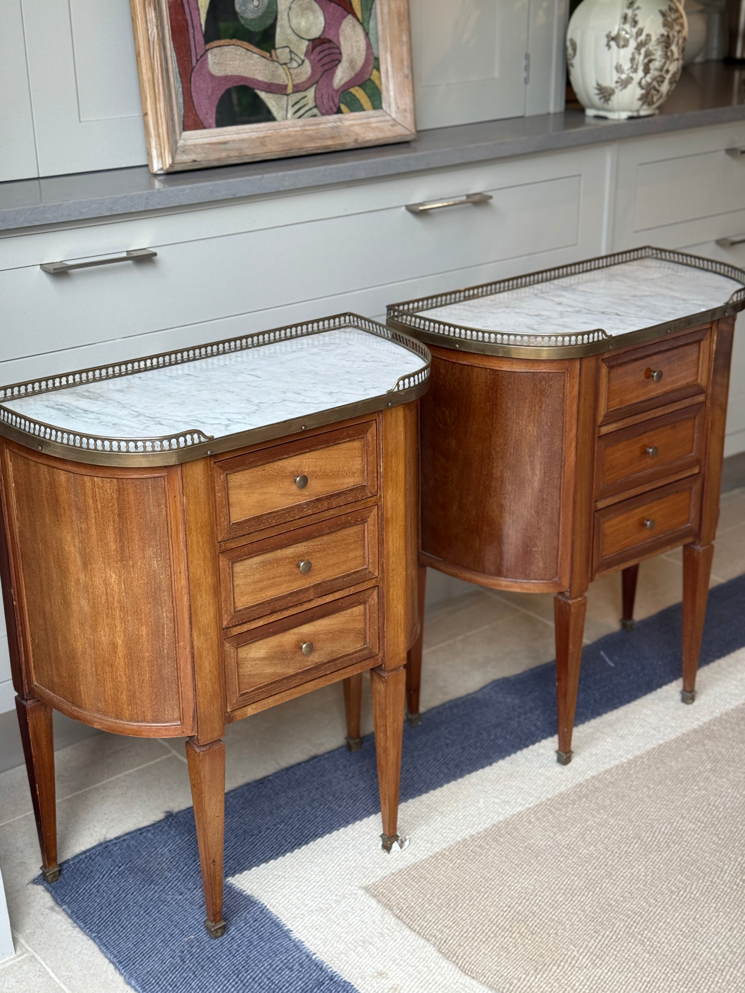 20th Century Marbled Topped Bedside Commodes