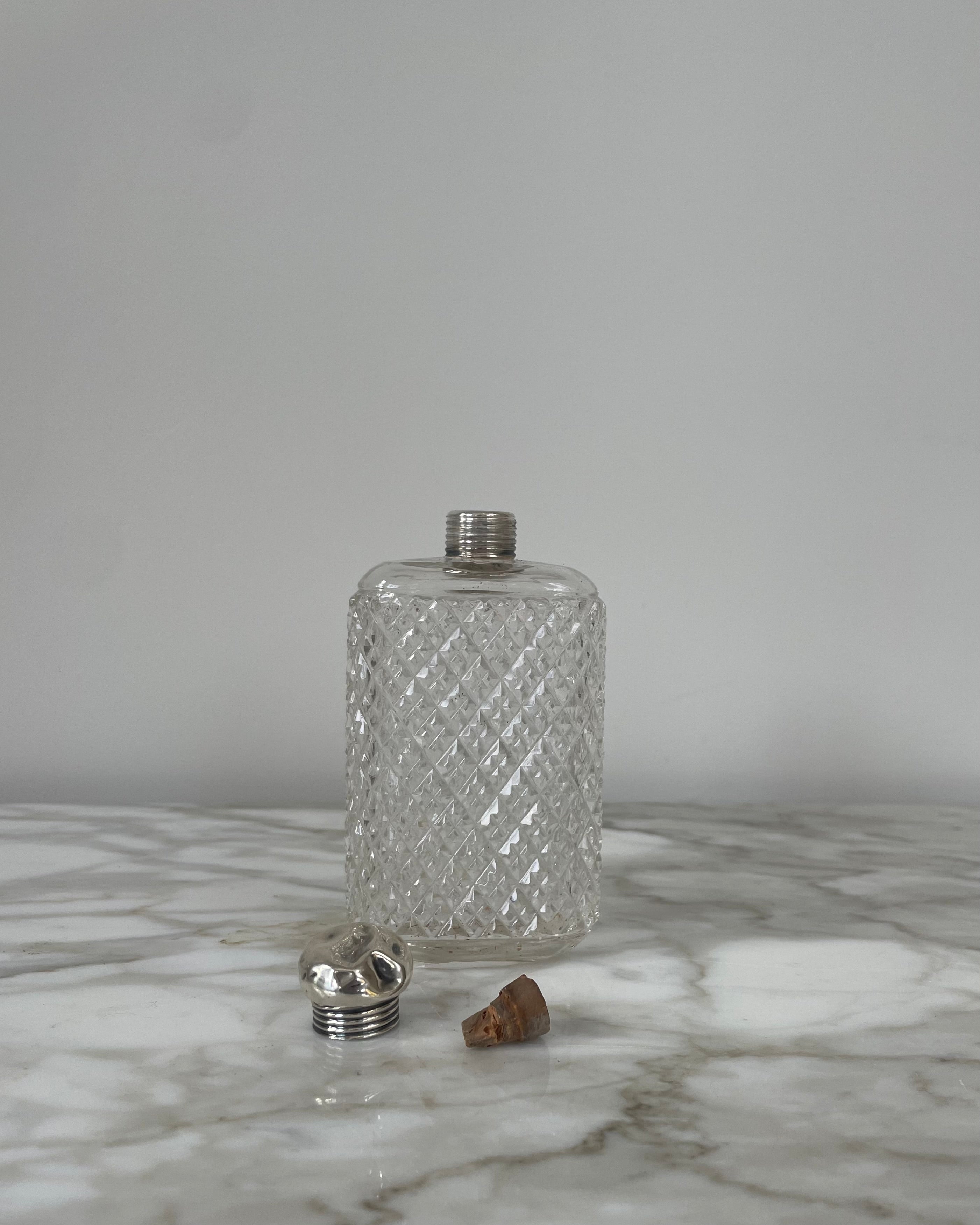 Crystal Flask with Silver Top