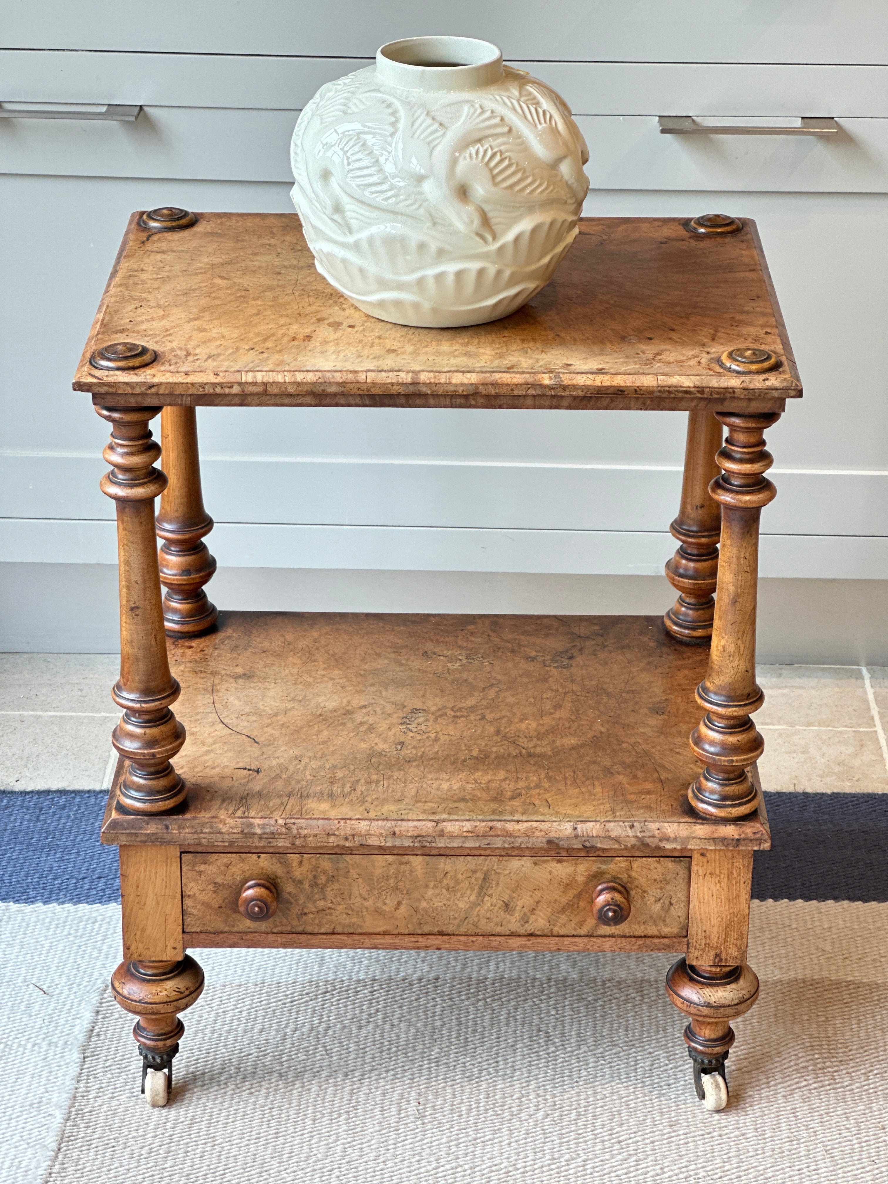 Charming Faded Walnut Side Table