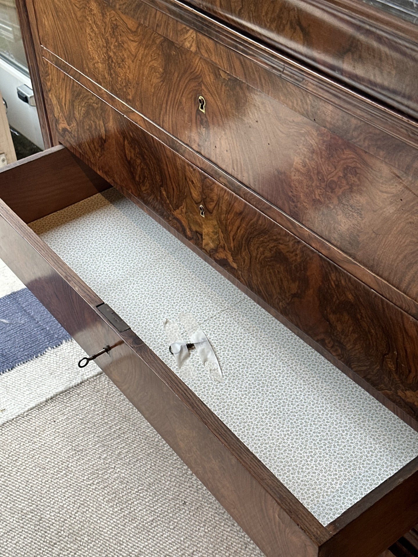 Louis Philippe Marble Commode in Dark Walnut