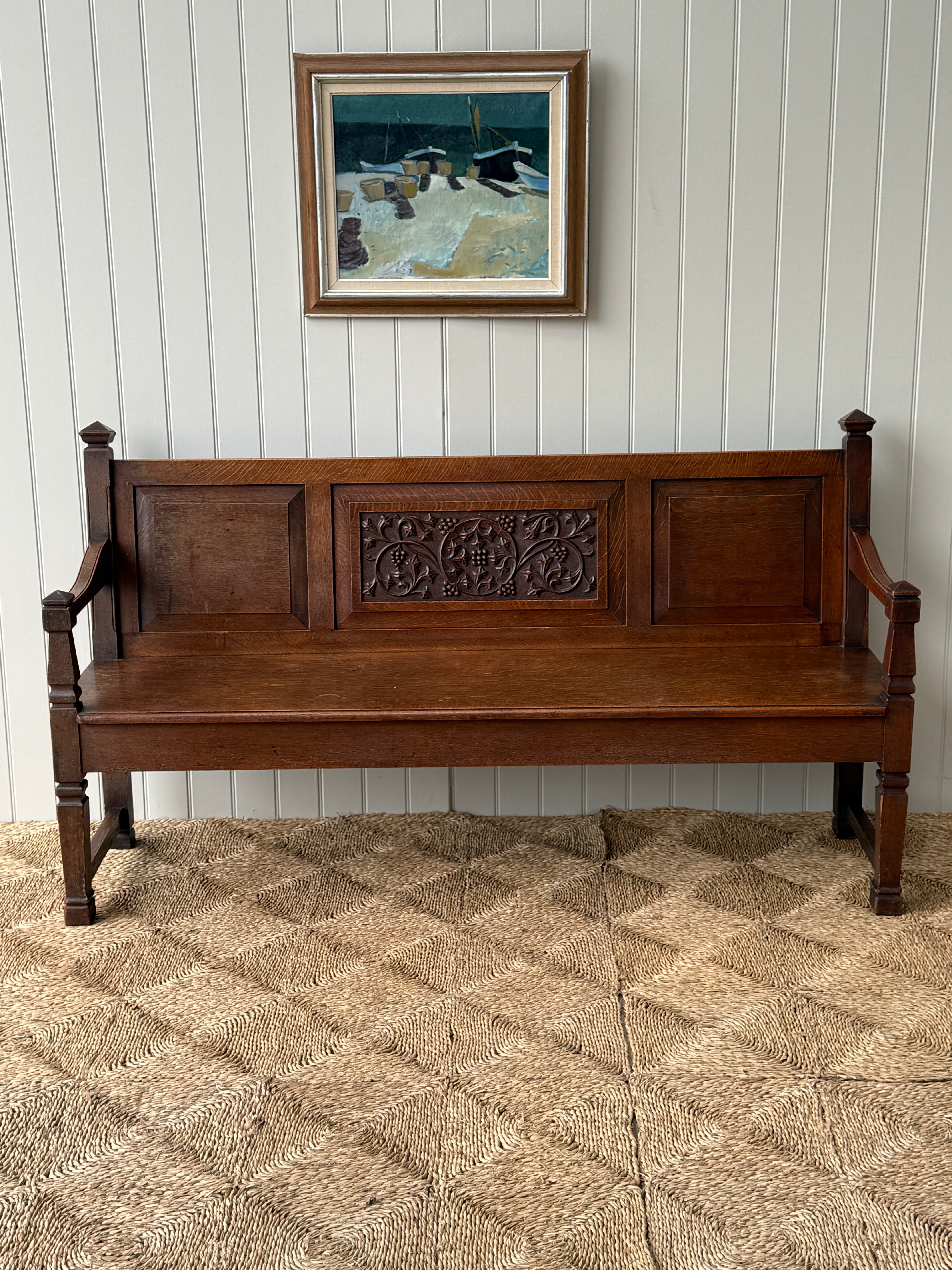 Early 20th Century Oak Hall Bench