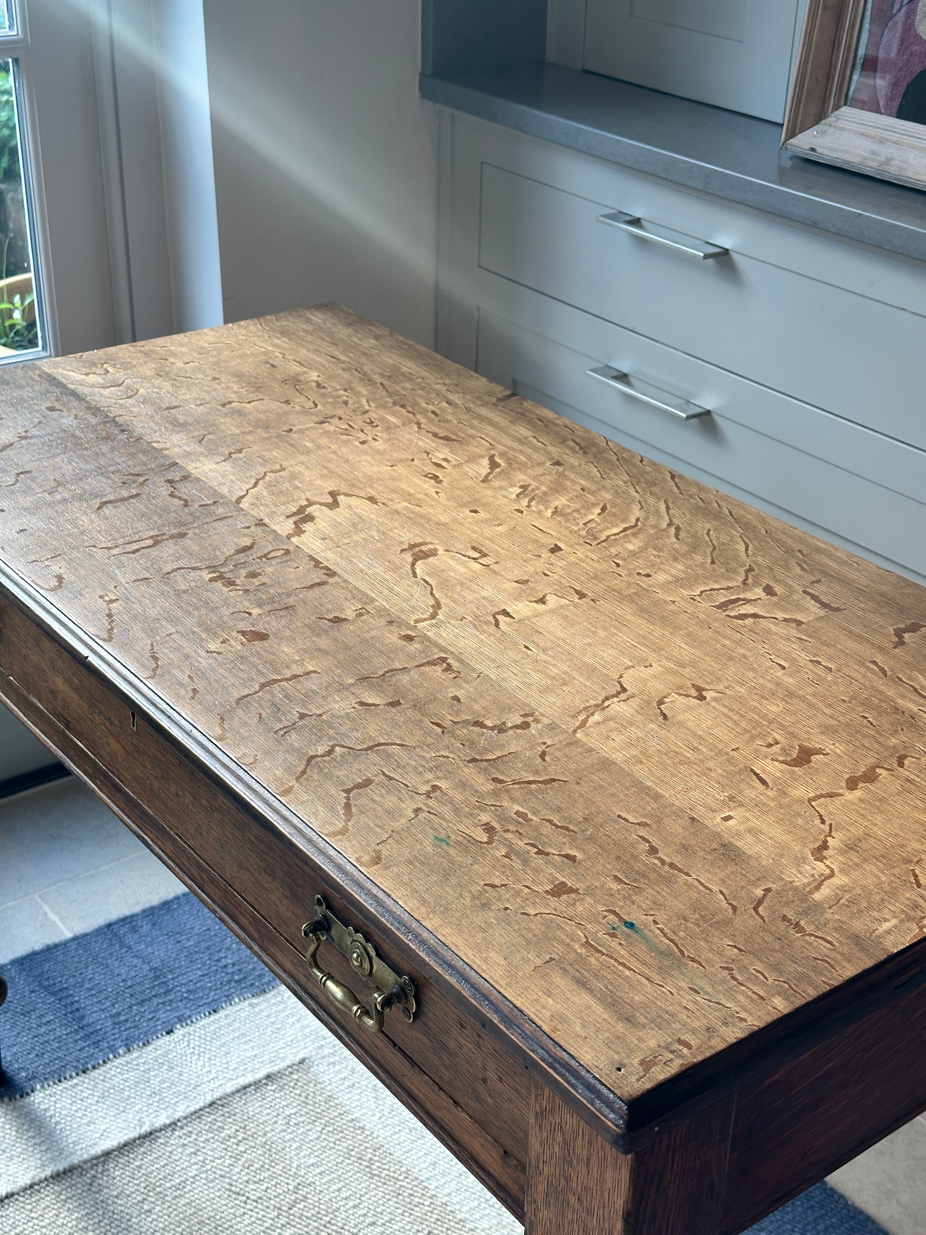 Solid Oak Desk with Single Drawer