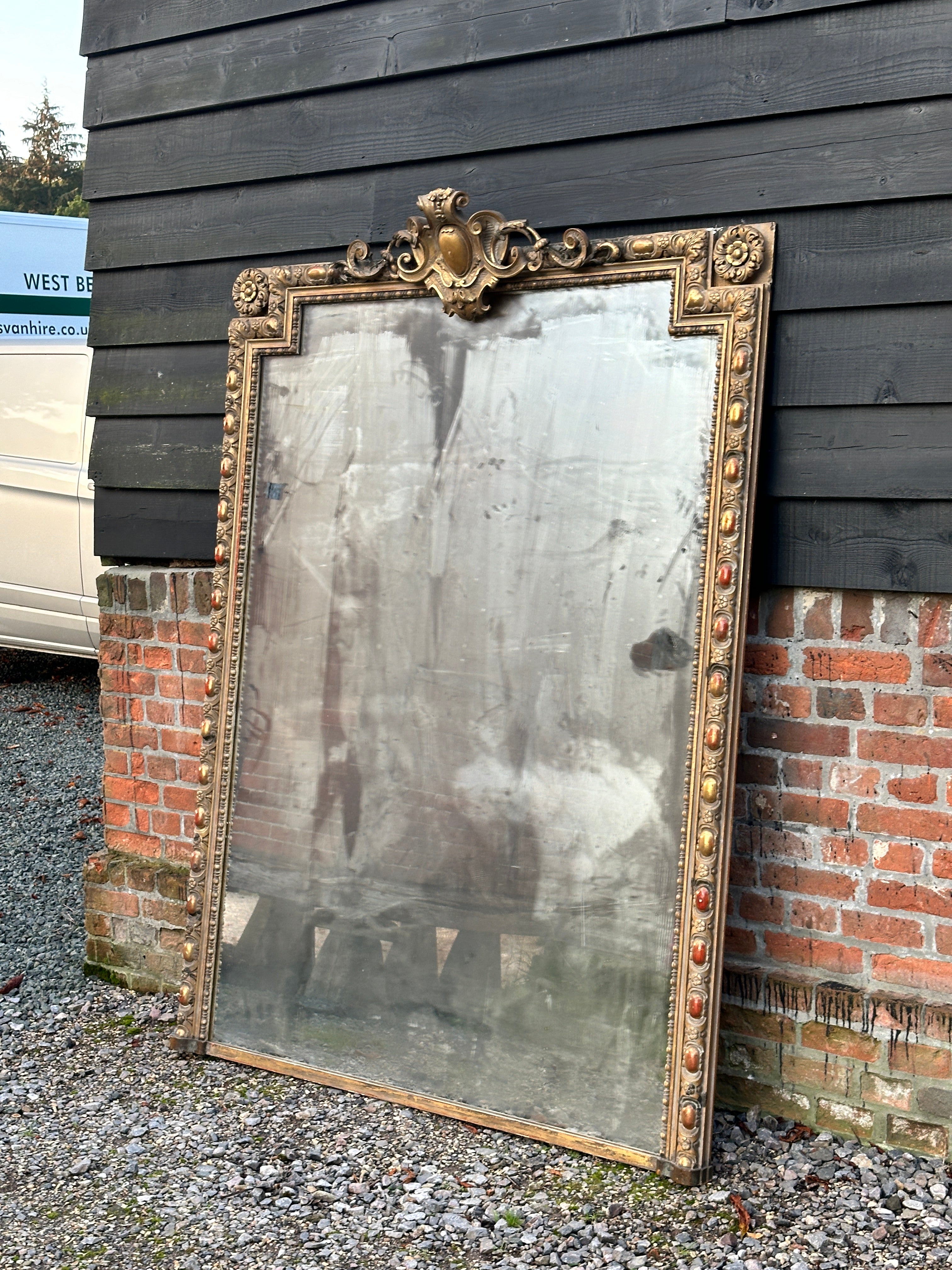 Huge French Gilt Mirror - Faded Grande Dame