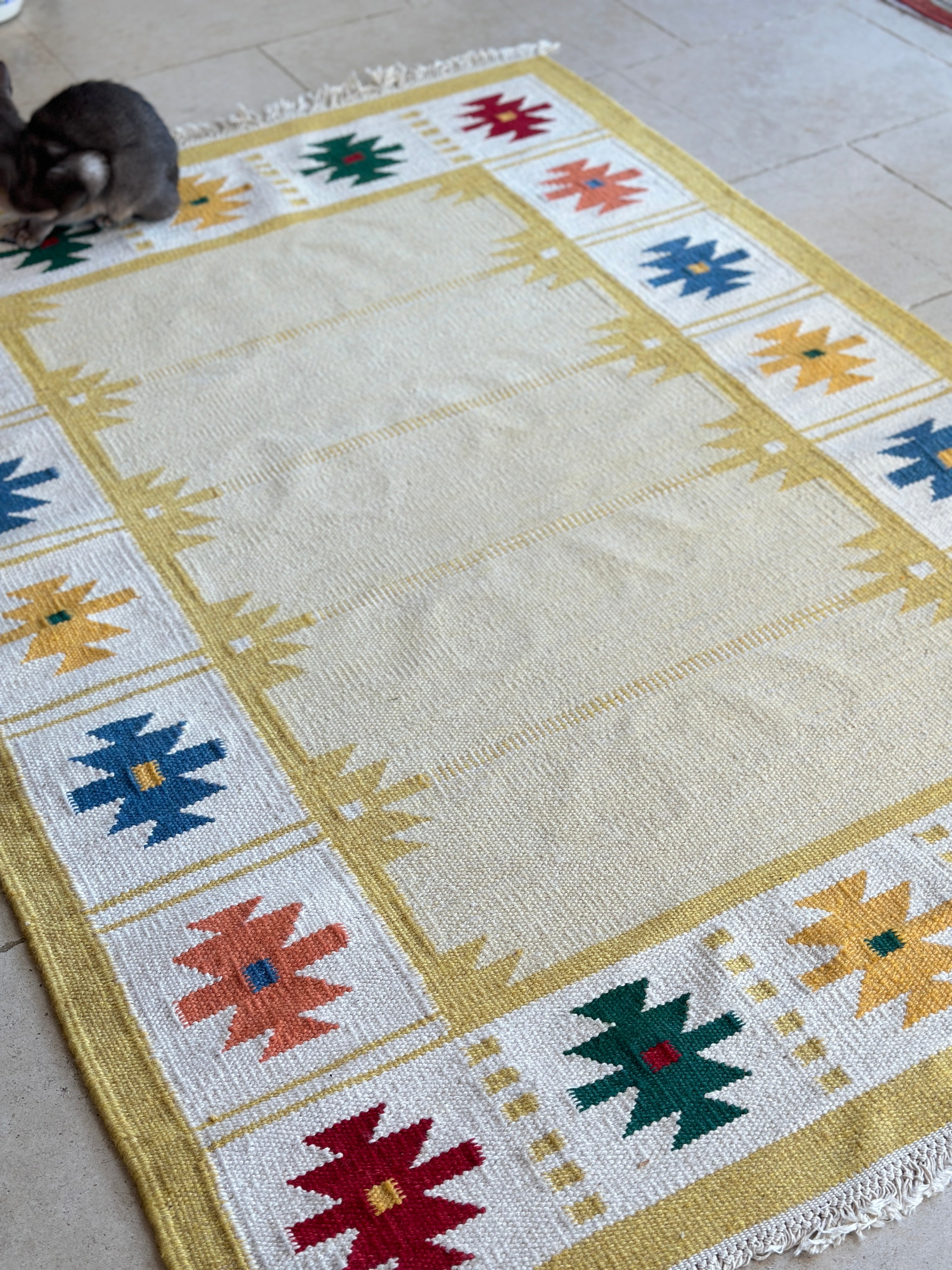 Vintage Swedish Flat weave rug