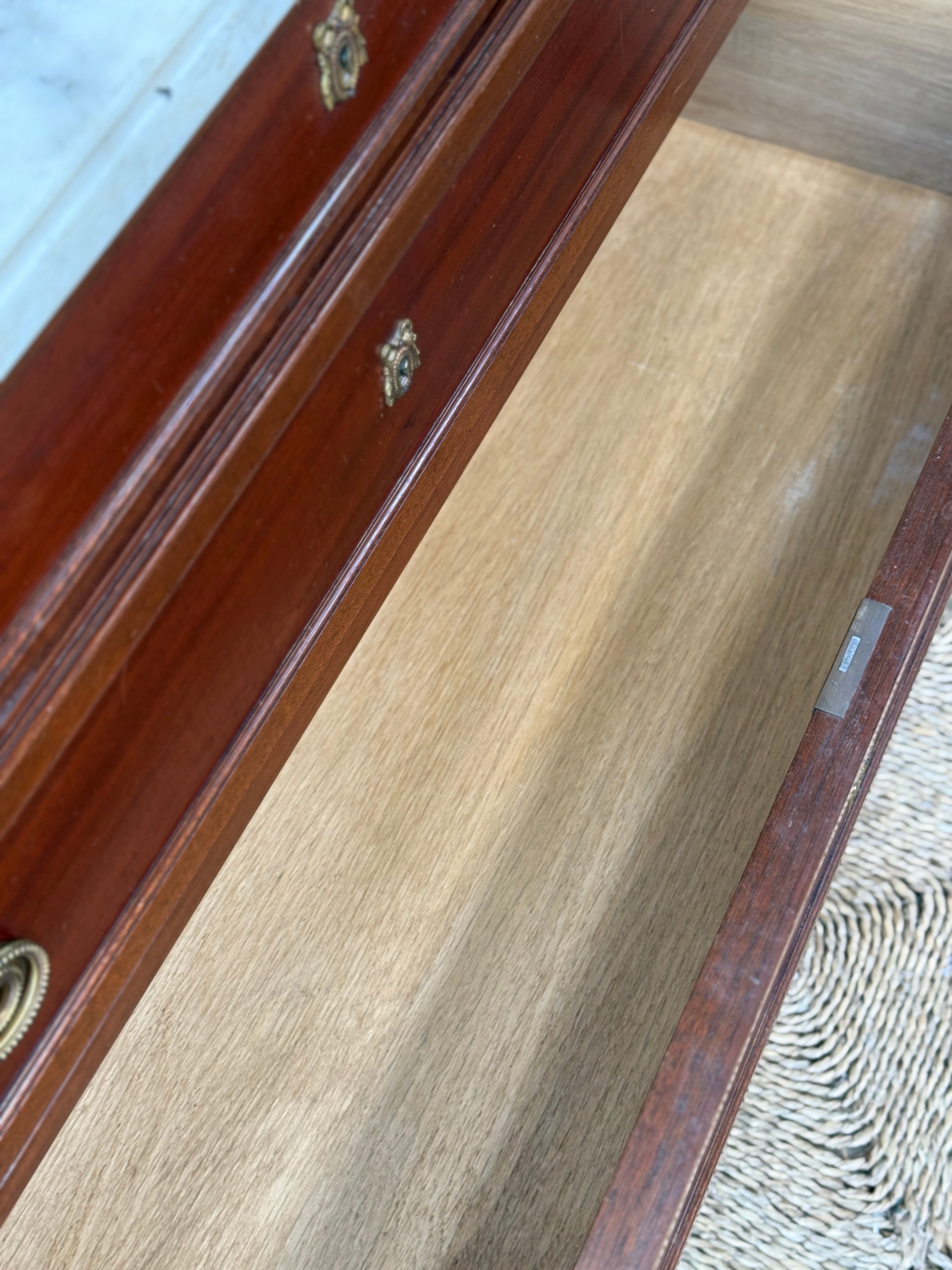 French Mahogany Marble Topped Commode