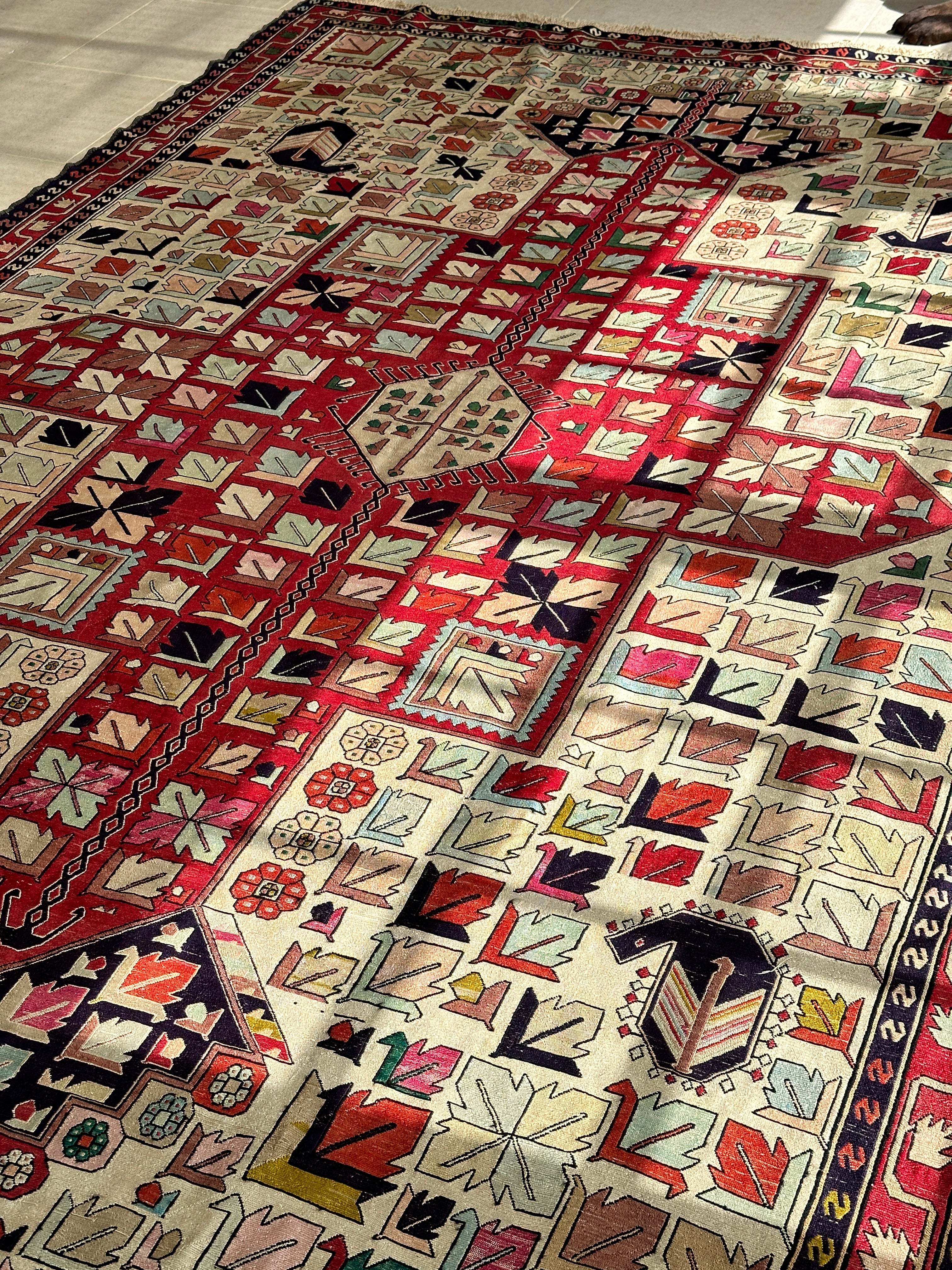 Vibrant Turkish Silk Kilim circa 1940