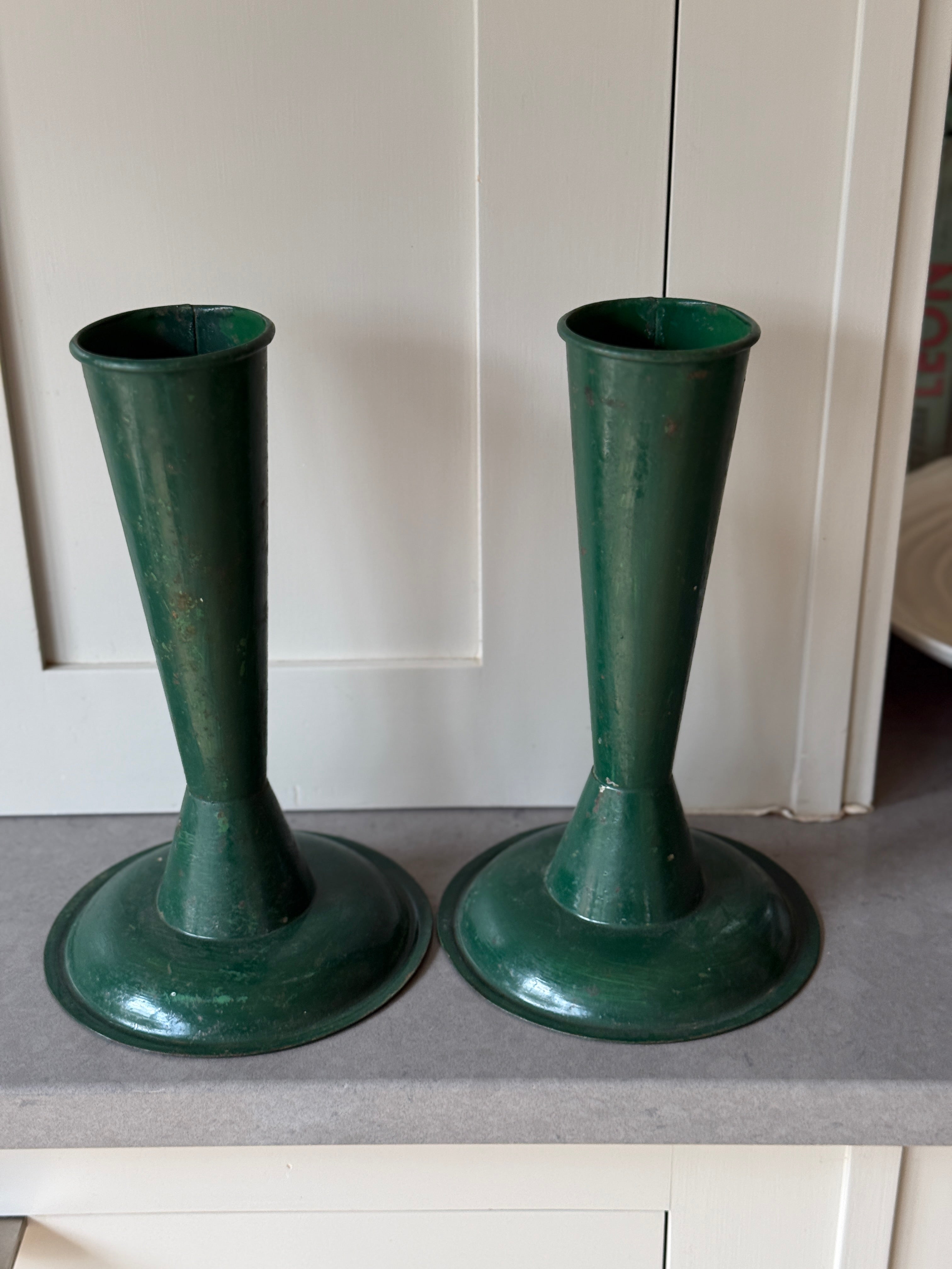 Pair of Green Vintage Floristry Vase