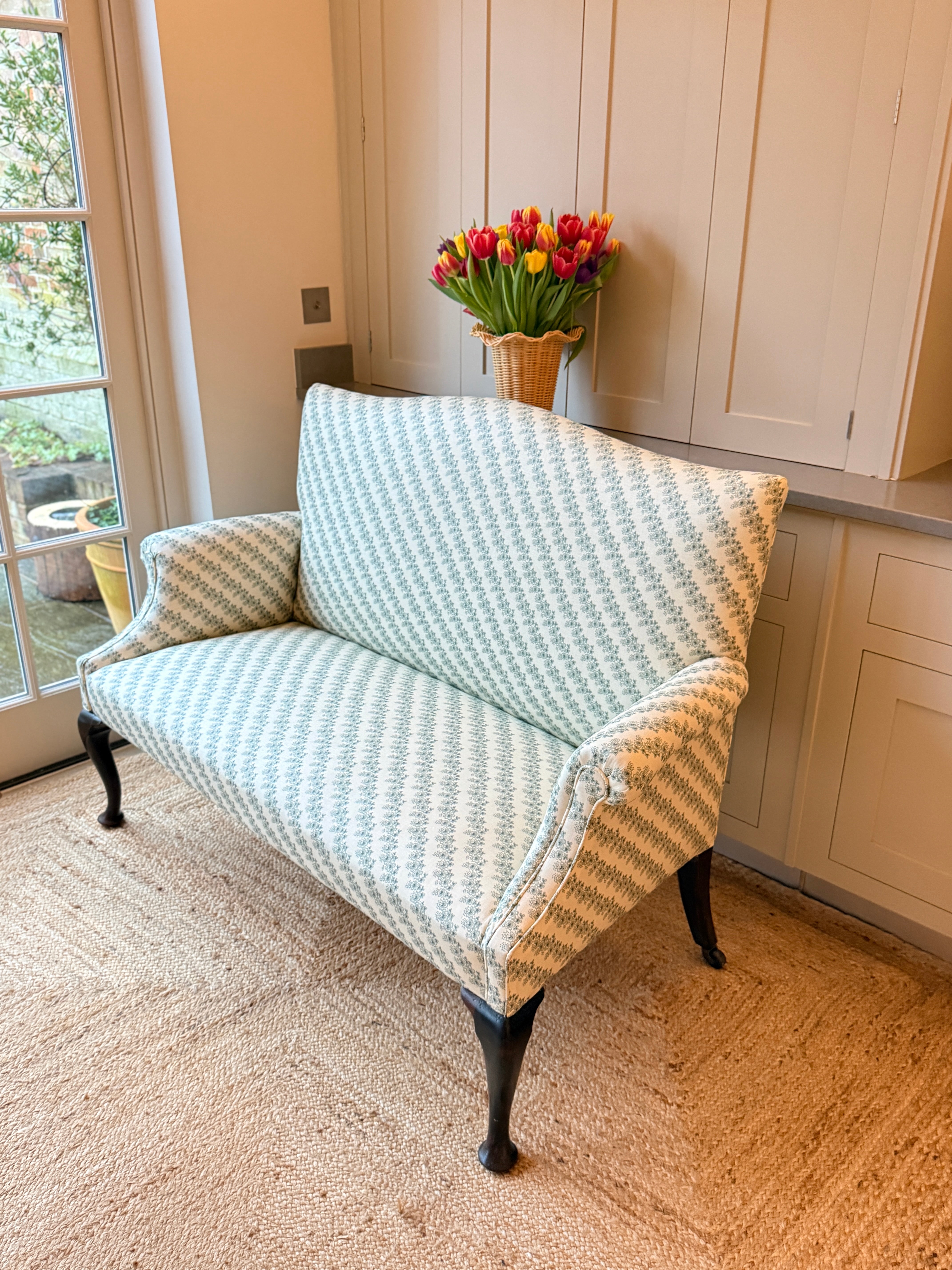 English Camel Back Sofa in Howe 36 Bourne St