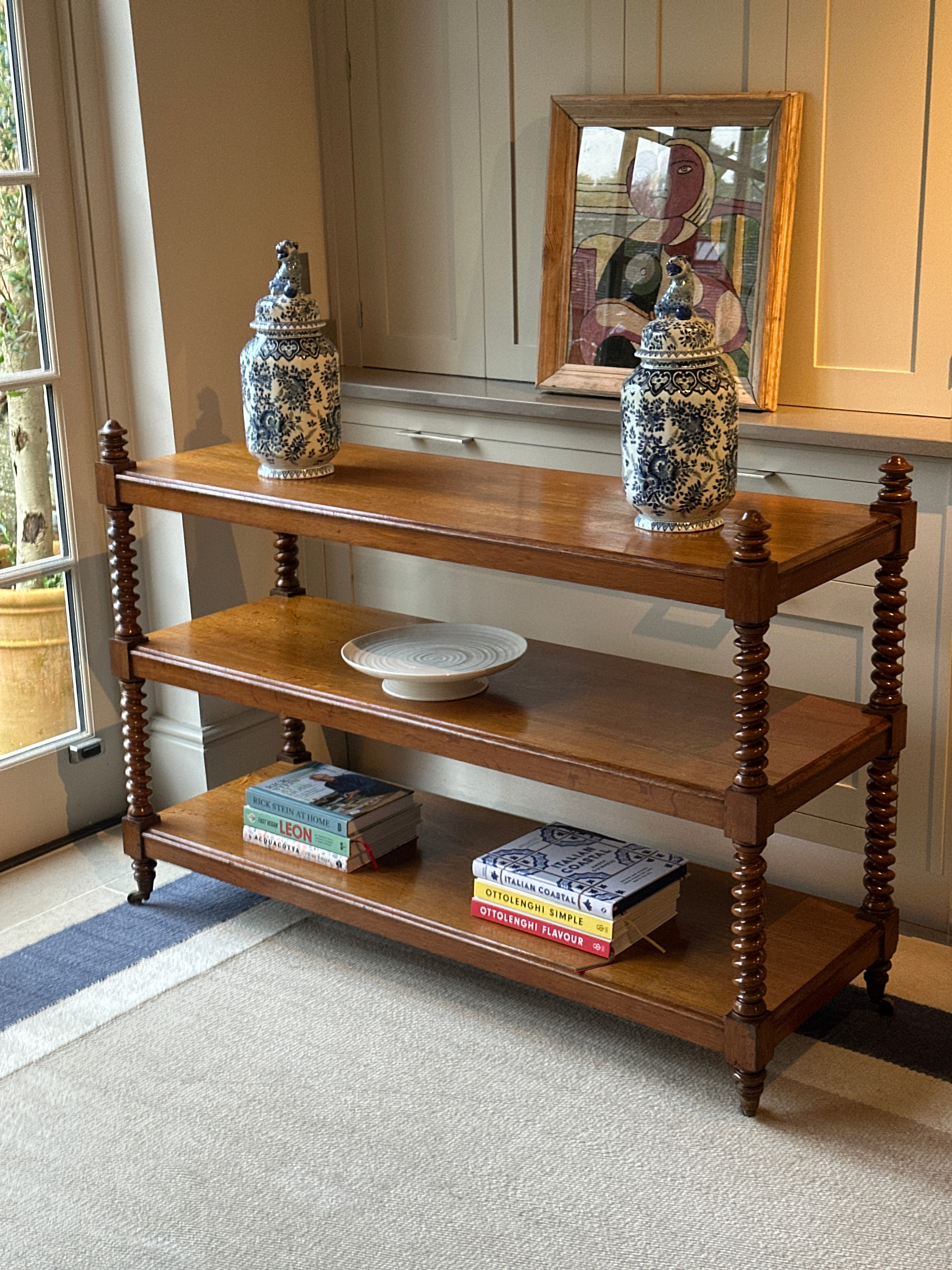 Amazing English Oak Buffet on Brass Castors