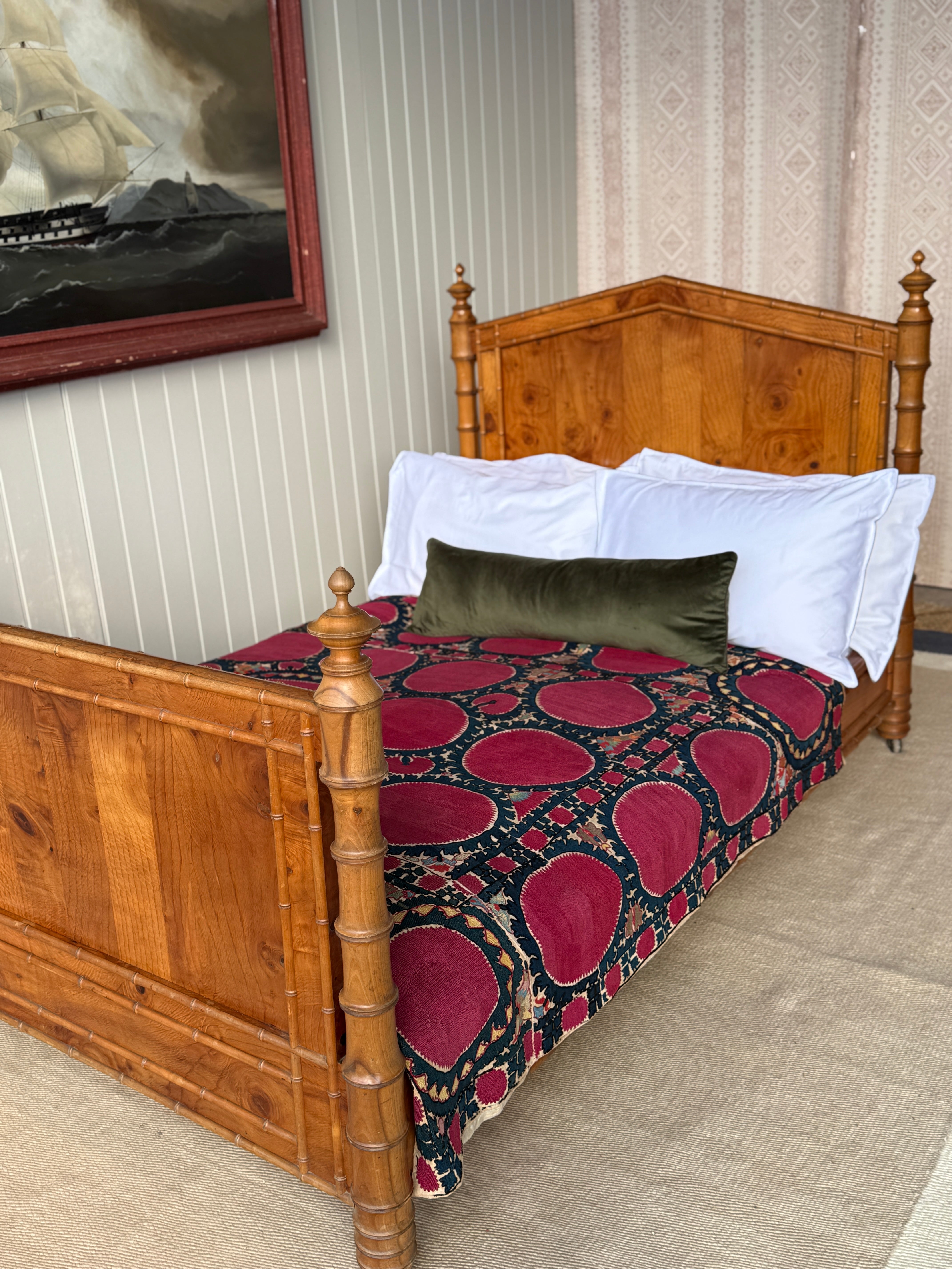 Large Single/ Small Double Faux Bamboo Bed