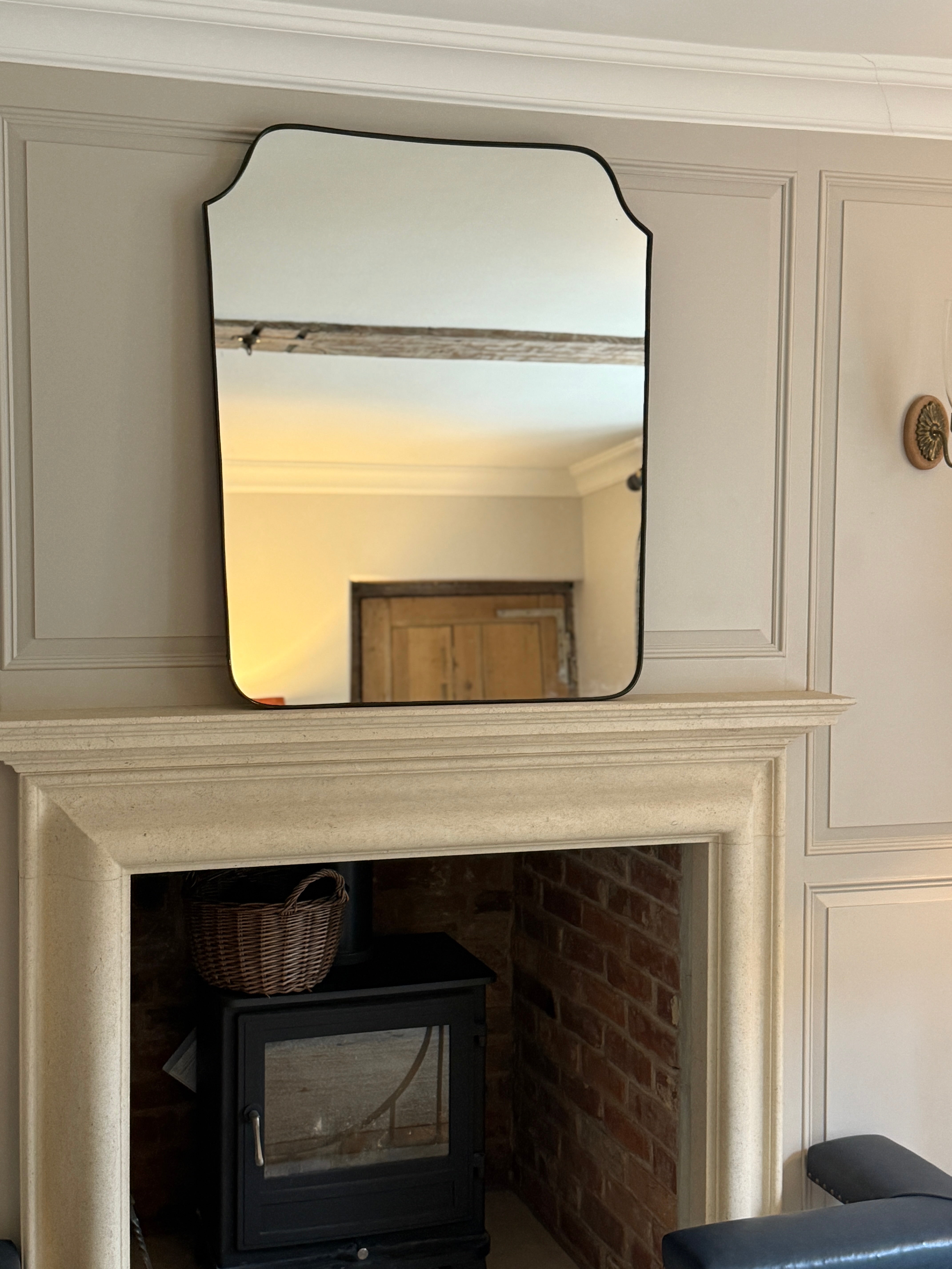 Large Italian Brass Shield Mirror