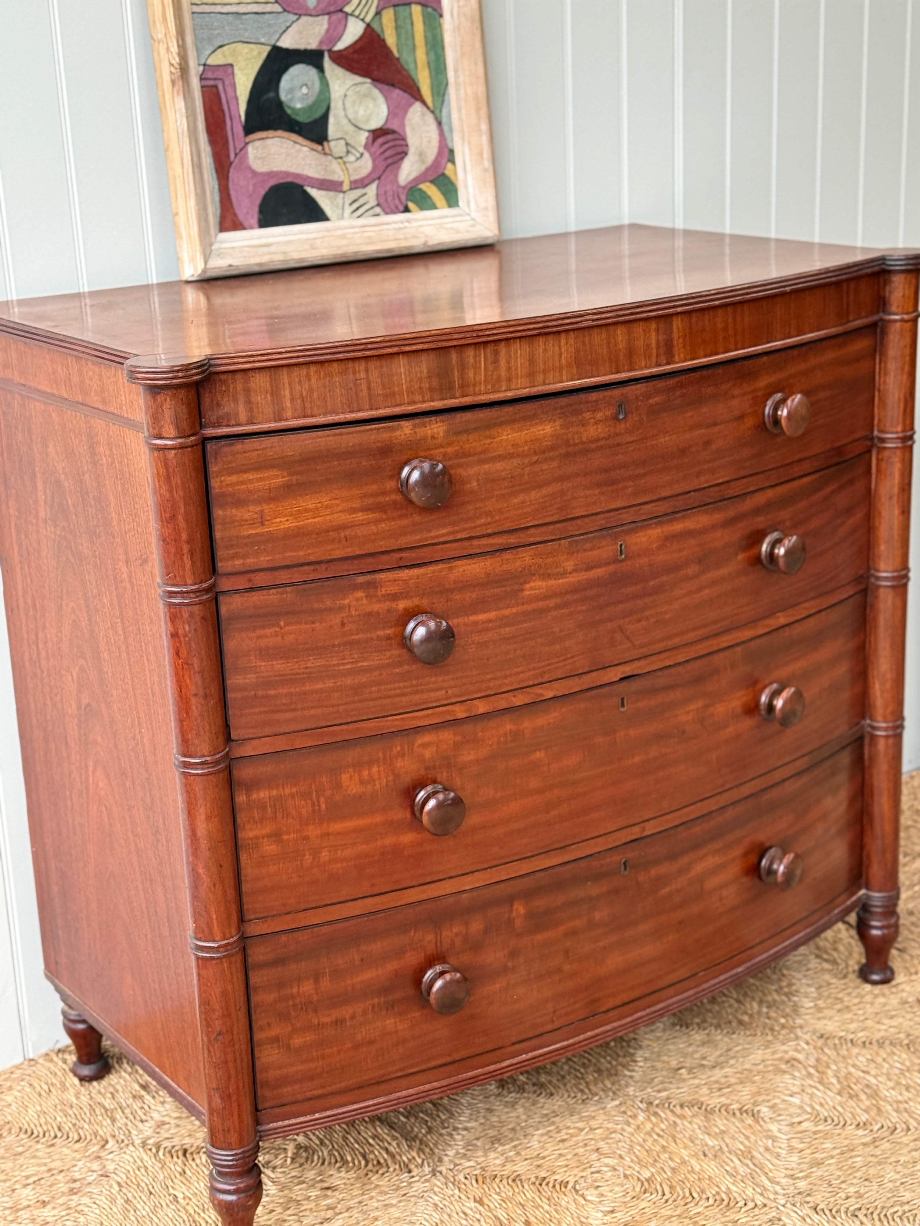 Scottish Mahogany Bow Fronted Chest of Drawers