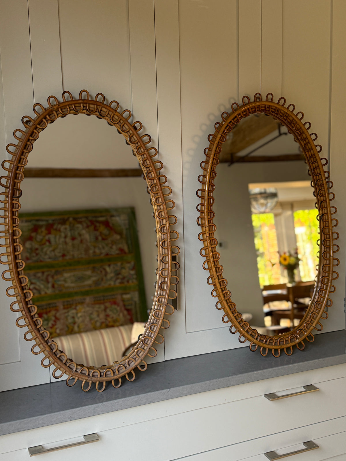 Pair of Large Oval Albini Mirrors