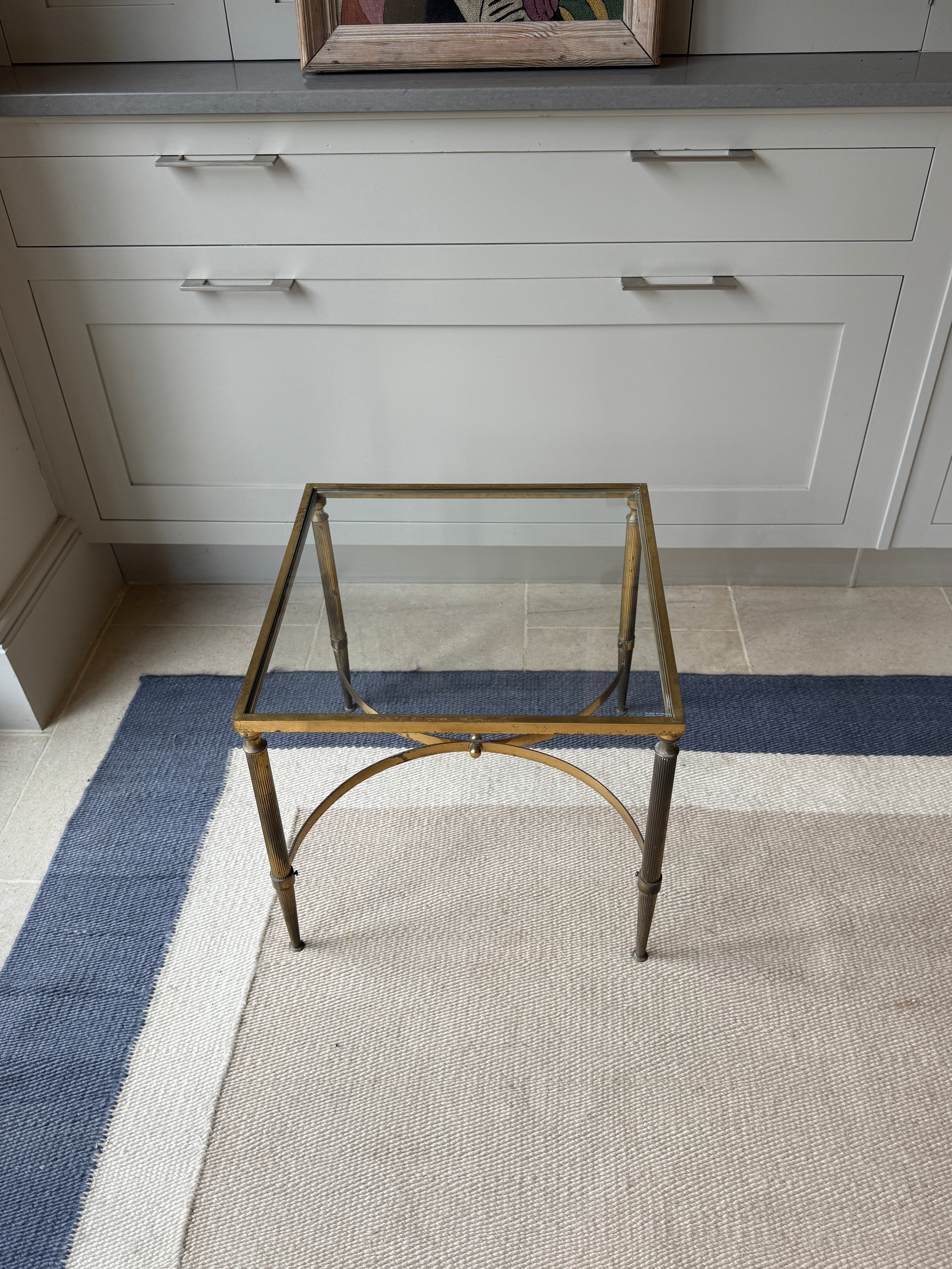 French Glass and Brass Side Table