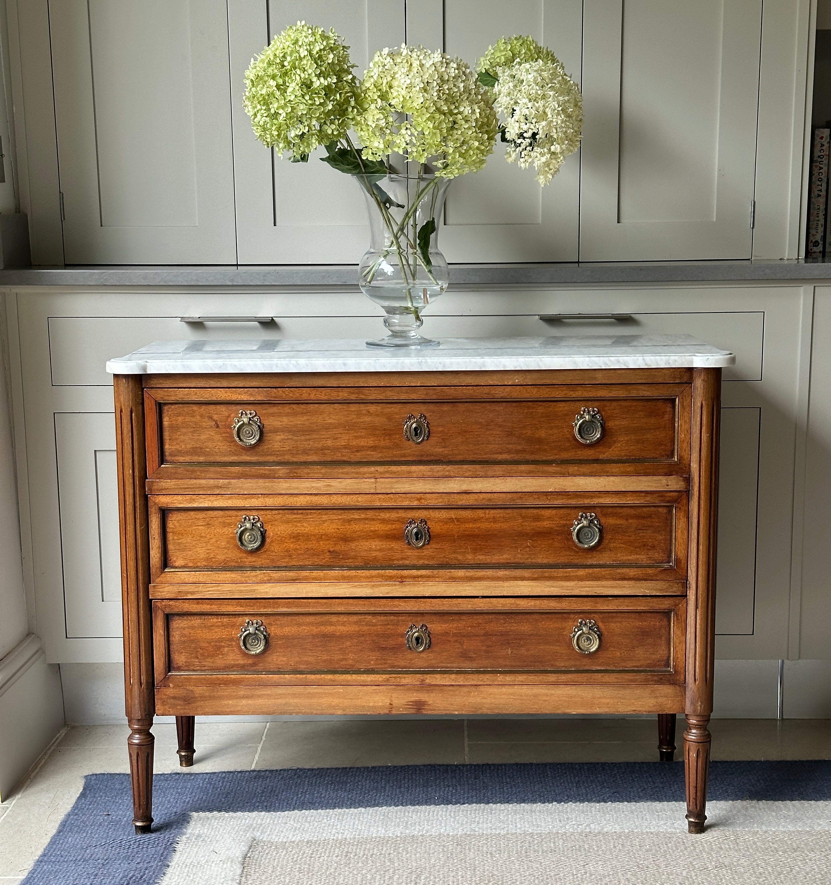 Smart Small French Commode with white marble top